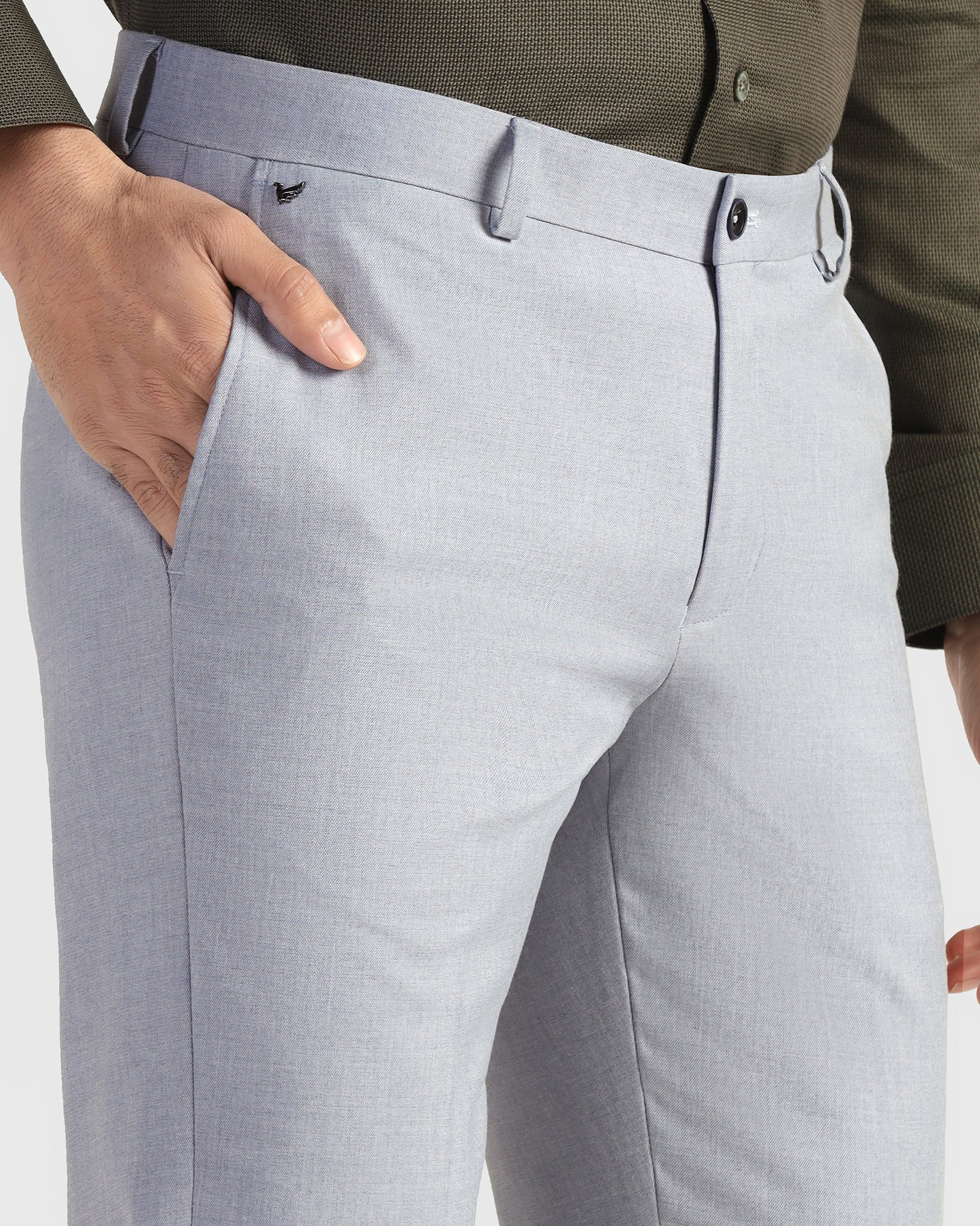 Slim Comfort B-95 Formal Light Blue Solid Trouser - Musk