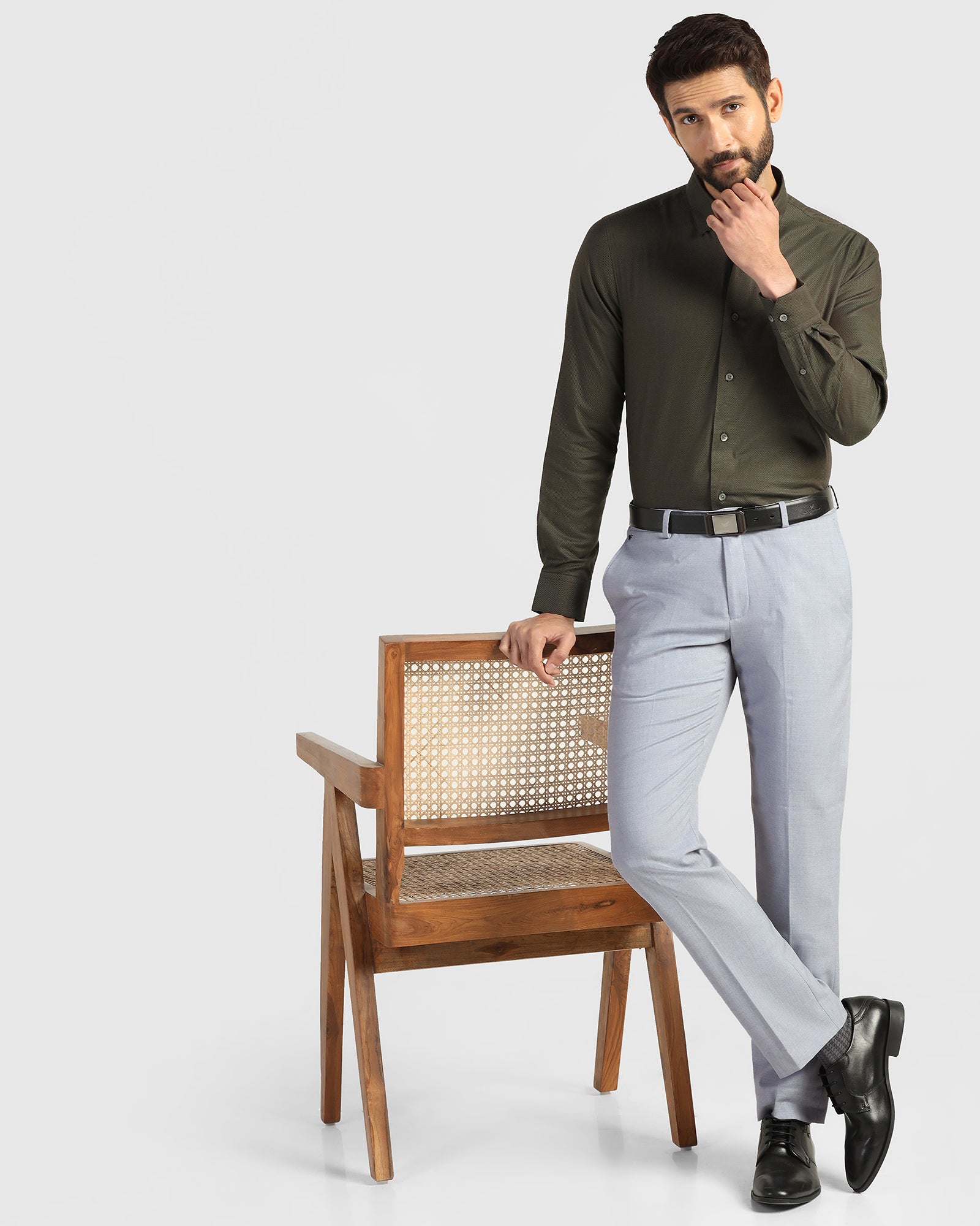 Slim Comfort B-95 Formal Light Blue Solid Trouser - Musk