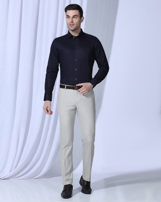 Slim Comfort B-95 Formal Light Grey Textured Trouser - Coach
