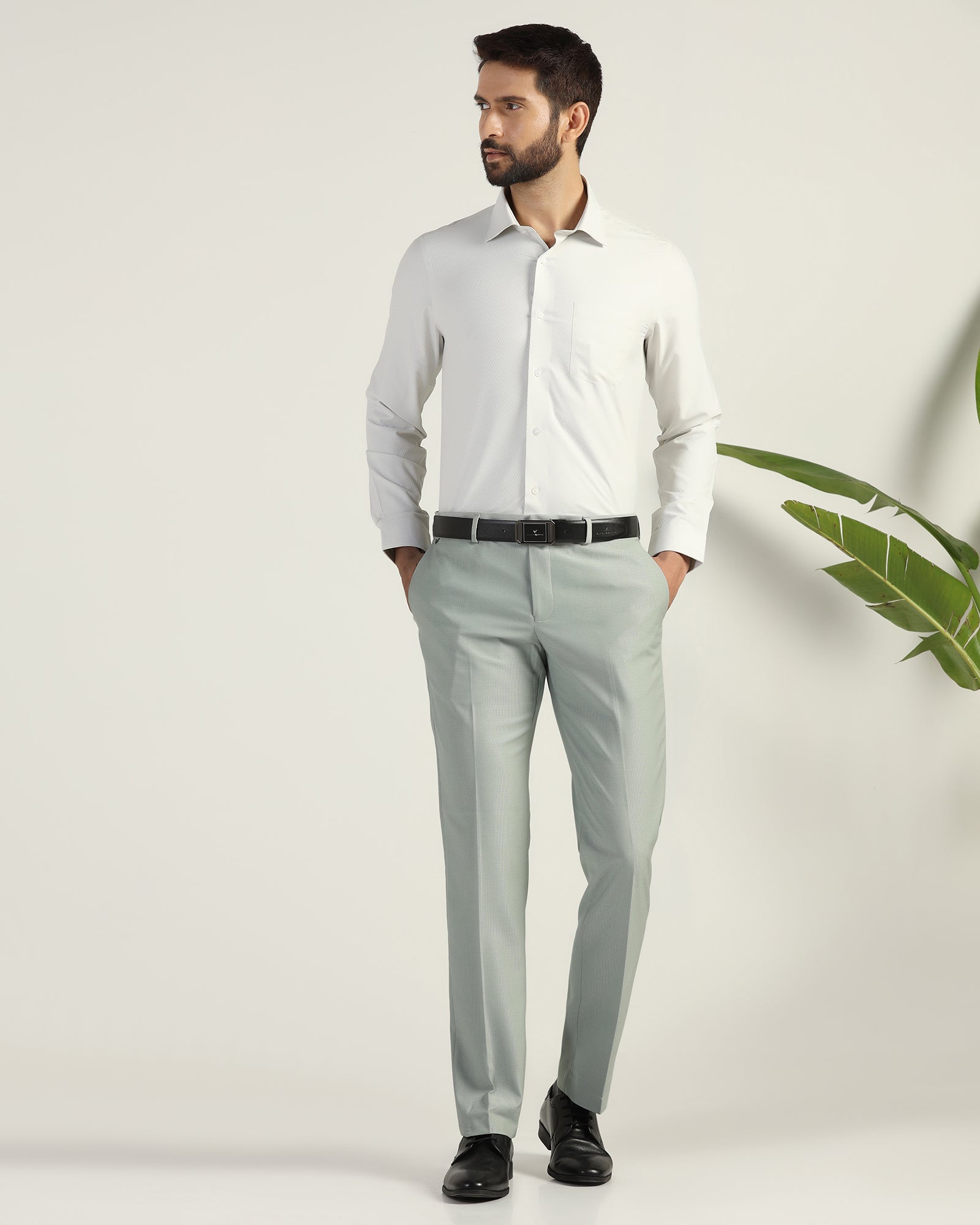 Slim Comfort B-95 Formal Mint Textured Trouser - Amor