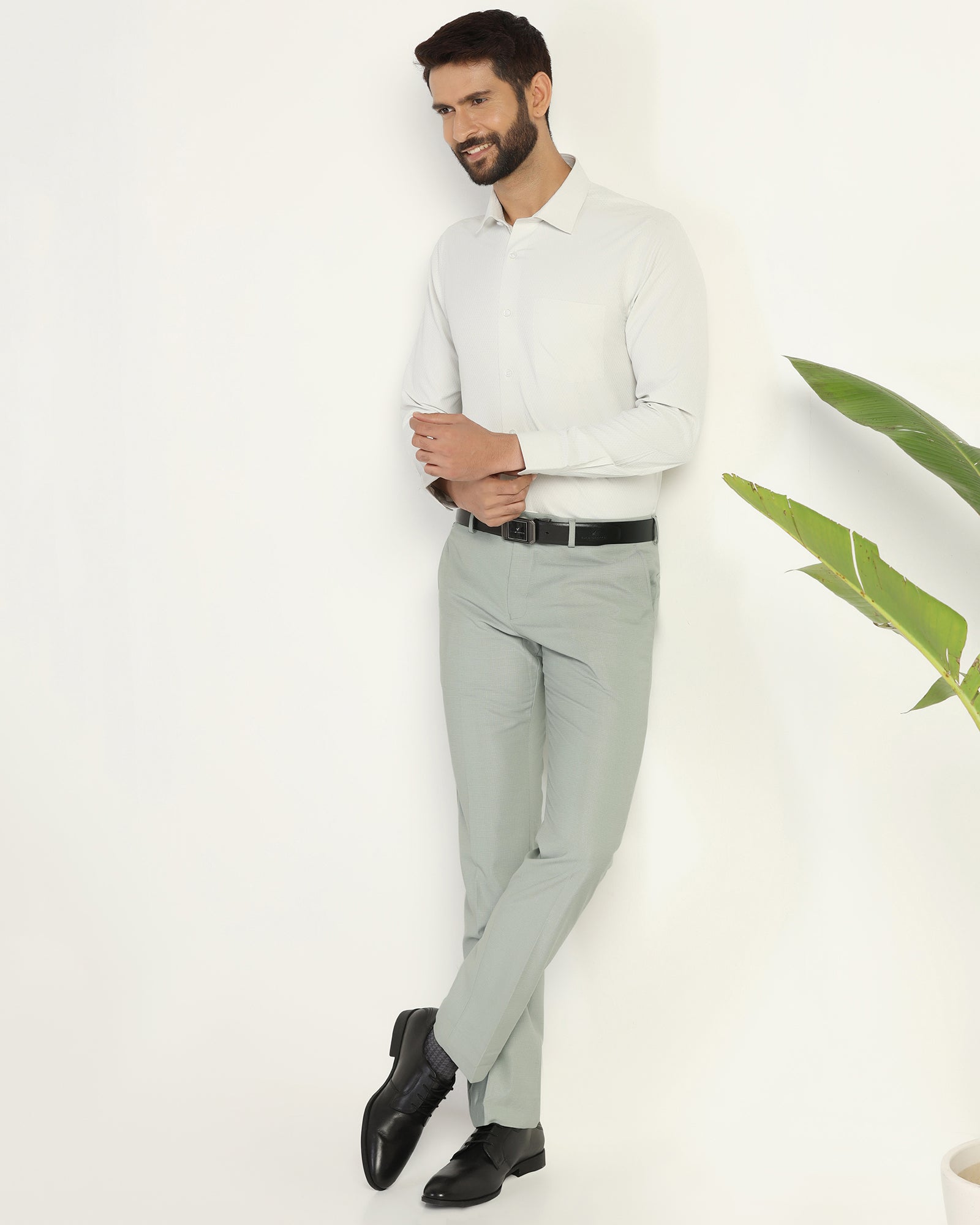 Slim Comfort B-95 Formal Mint Textured Trouser - Amor