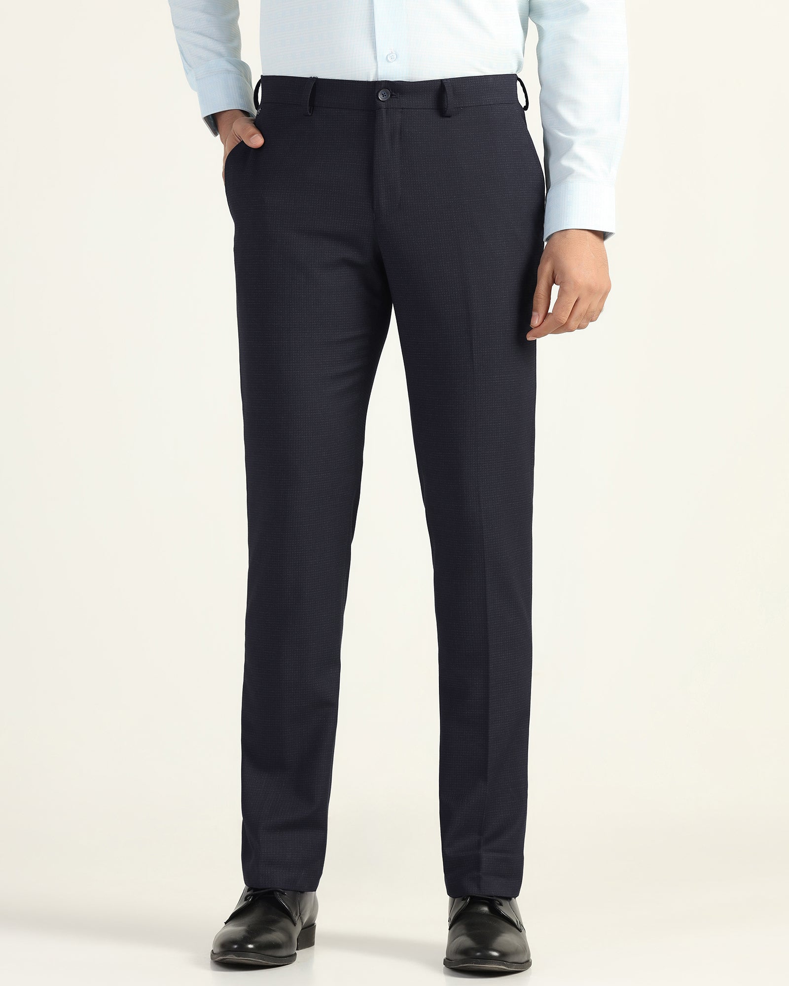 Slim Comfort B-95 Formal Navy Check Trouser - Windsor