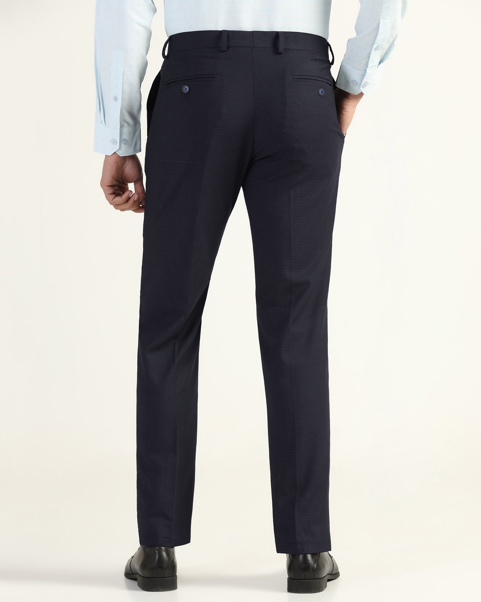 Slim Comfort B-95 Formal Navy Check Trouser - Windsor
