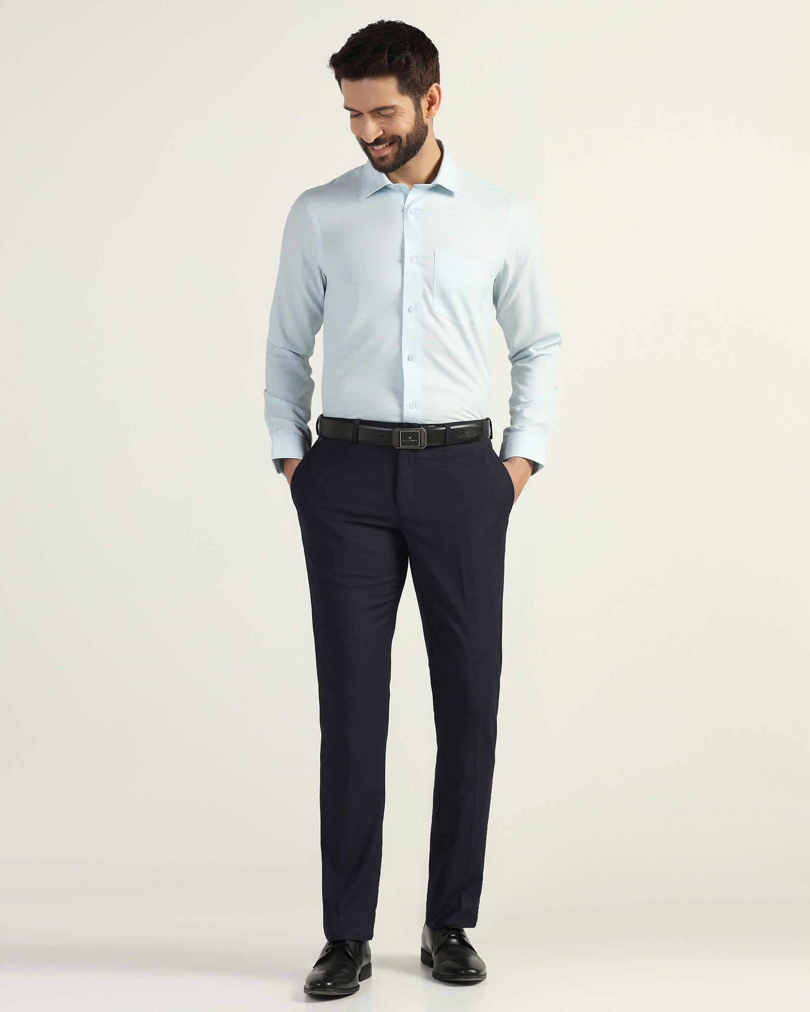 Slim Comfort B-95 Formal Navy Check Trouser - Windsor