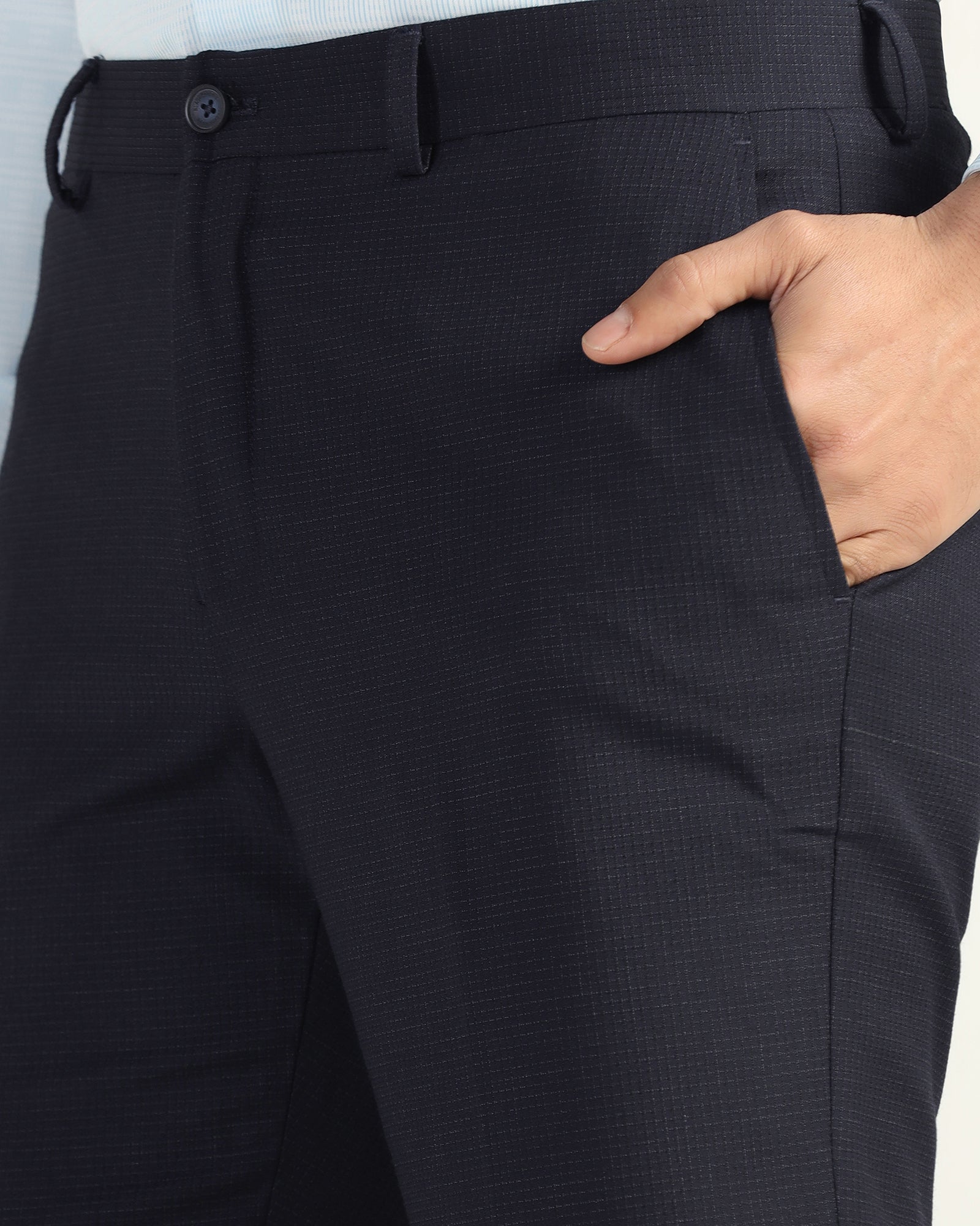 Slim Comfort B-95 Formal Navy Check Trouser - Windsor