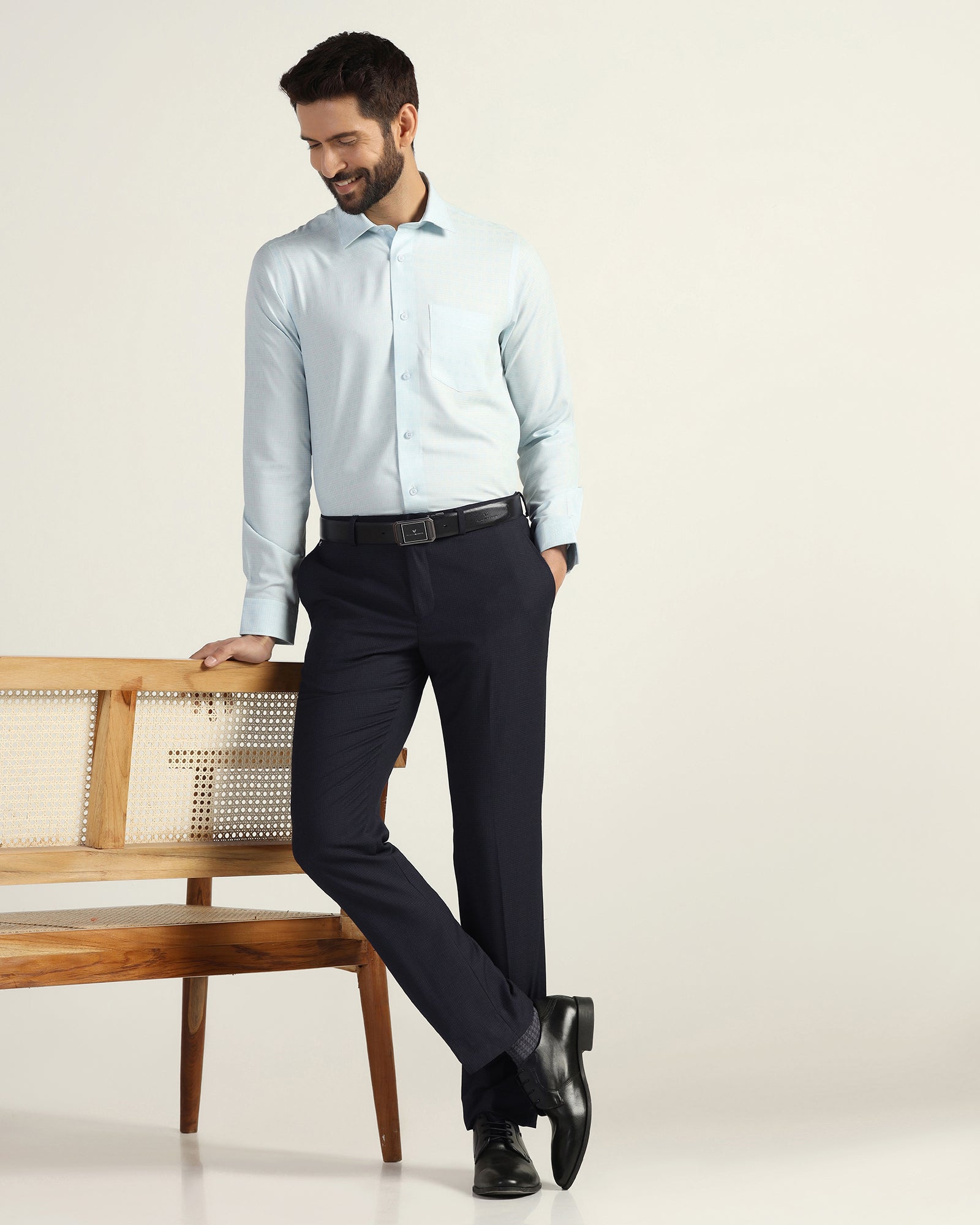 Slim Comfort B-95 Formal Navy Check Trouser - Windsor