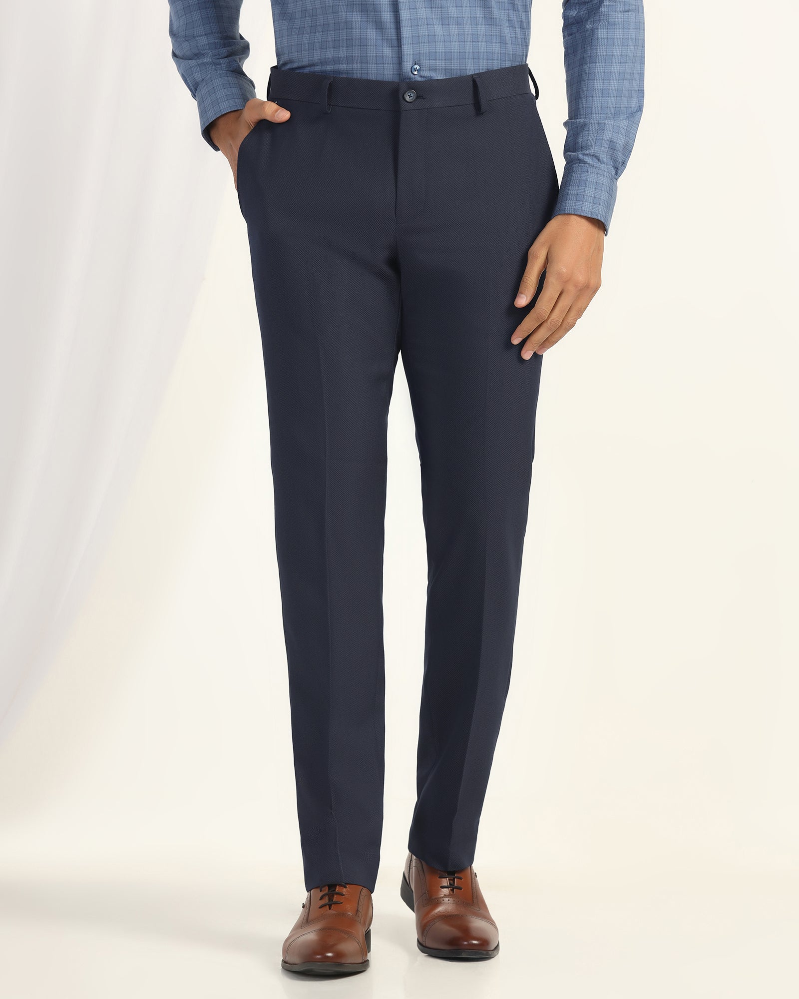 Slim Comfort B-95 Formal Navy Textured Trouser - Coach