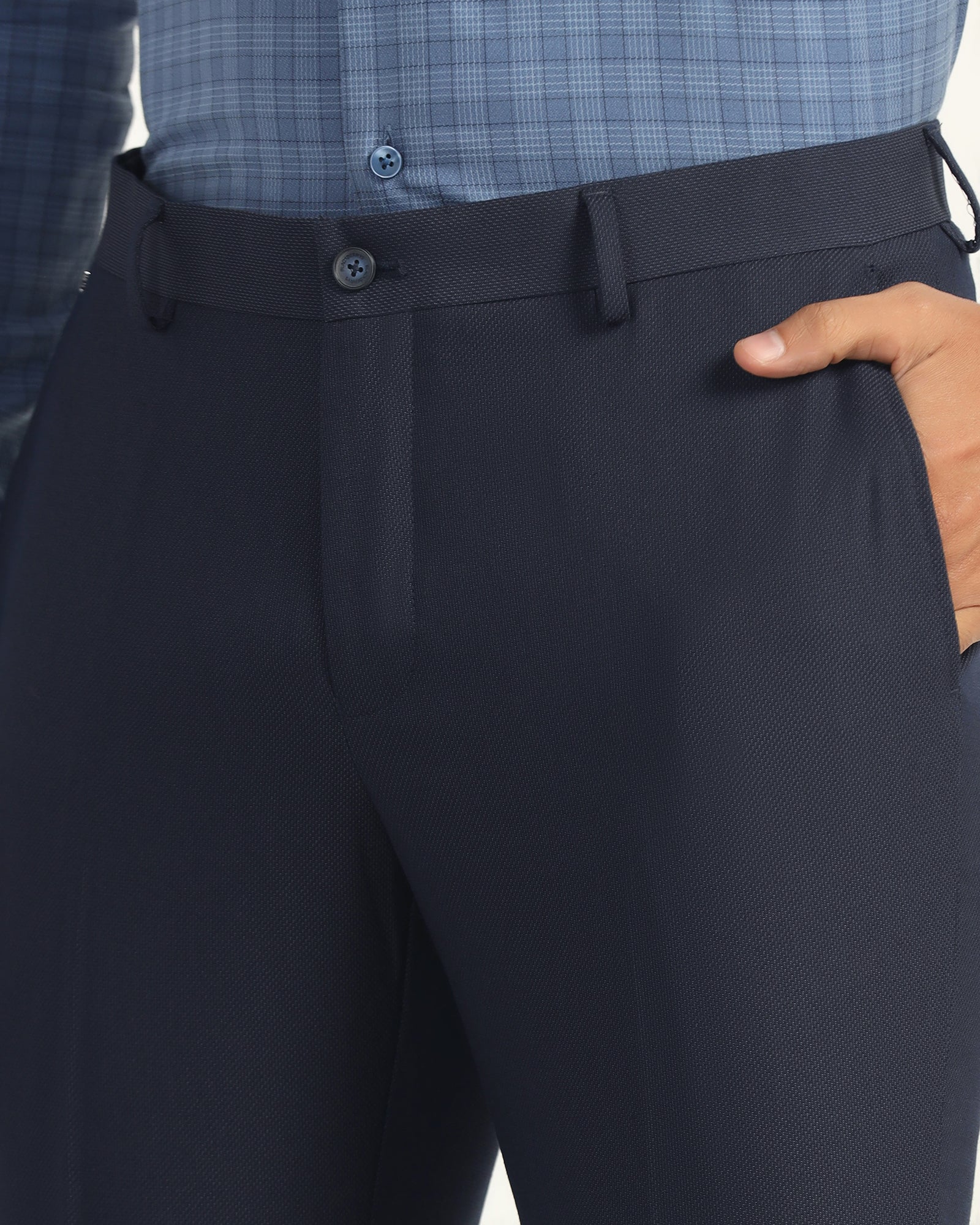 Slim Comfort B-95 Formal Navy Textured Trouser - Coach