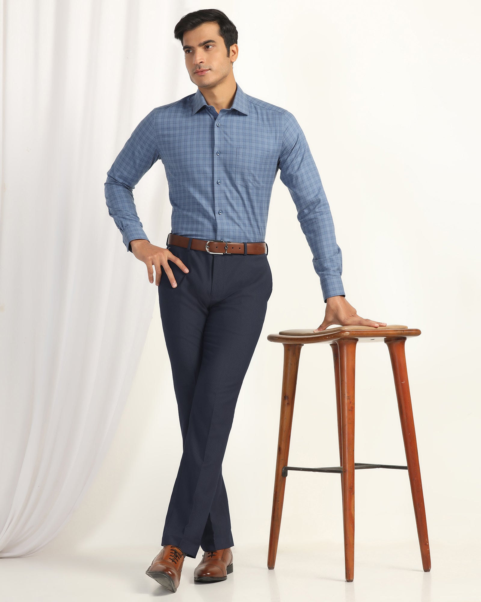 Slim Comfort B-95 Formal Navy Textured Trouser - Coach