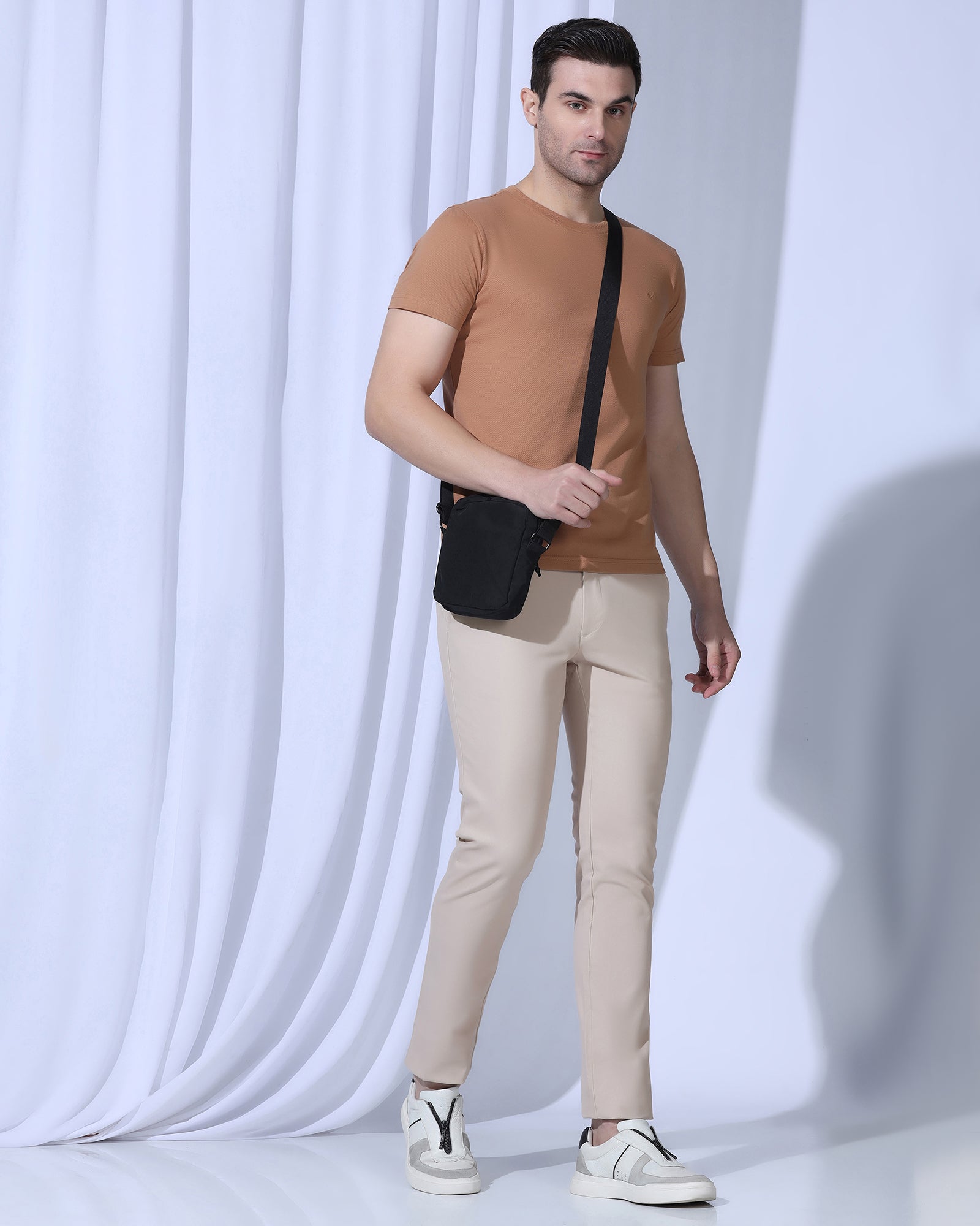 Slim Fit B-91 Casual Beige Textured Khakis - Kary