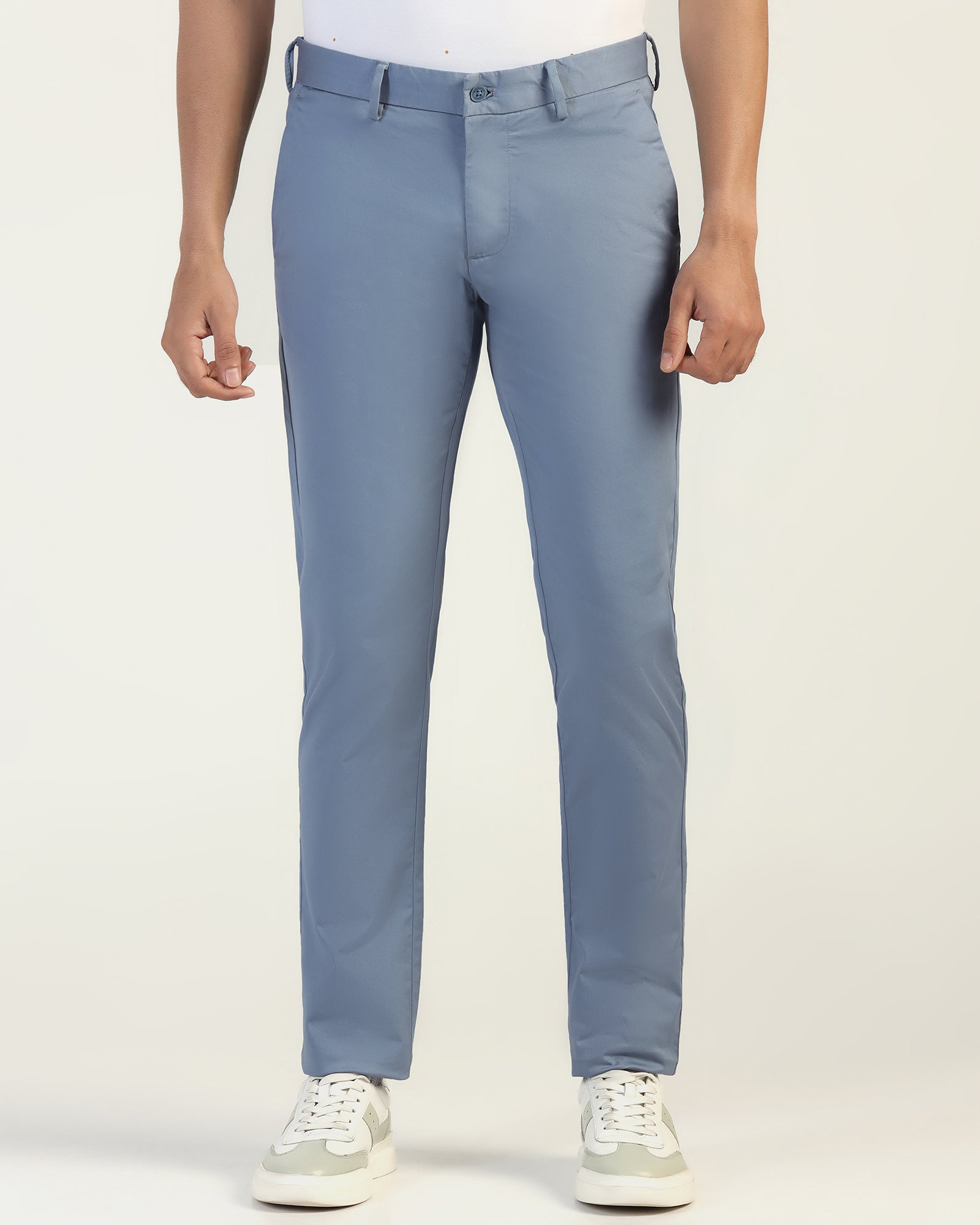 Slim Fit B-91 Casual Blue Solid Khakis - Martin