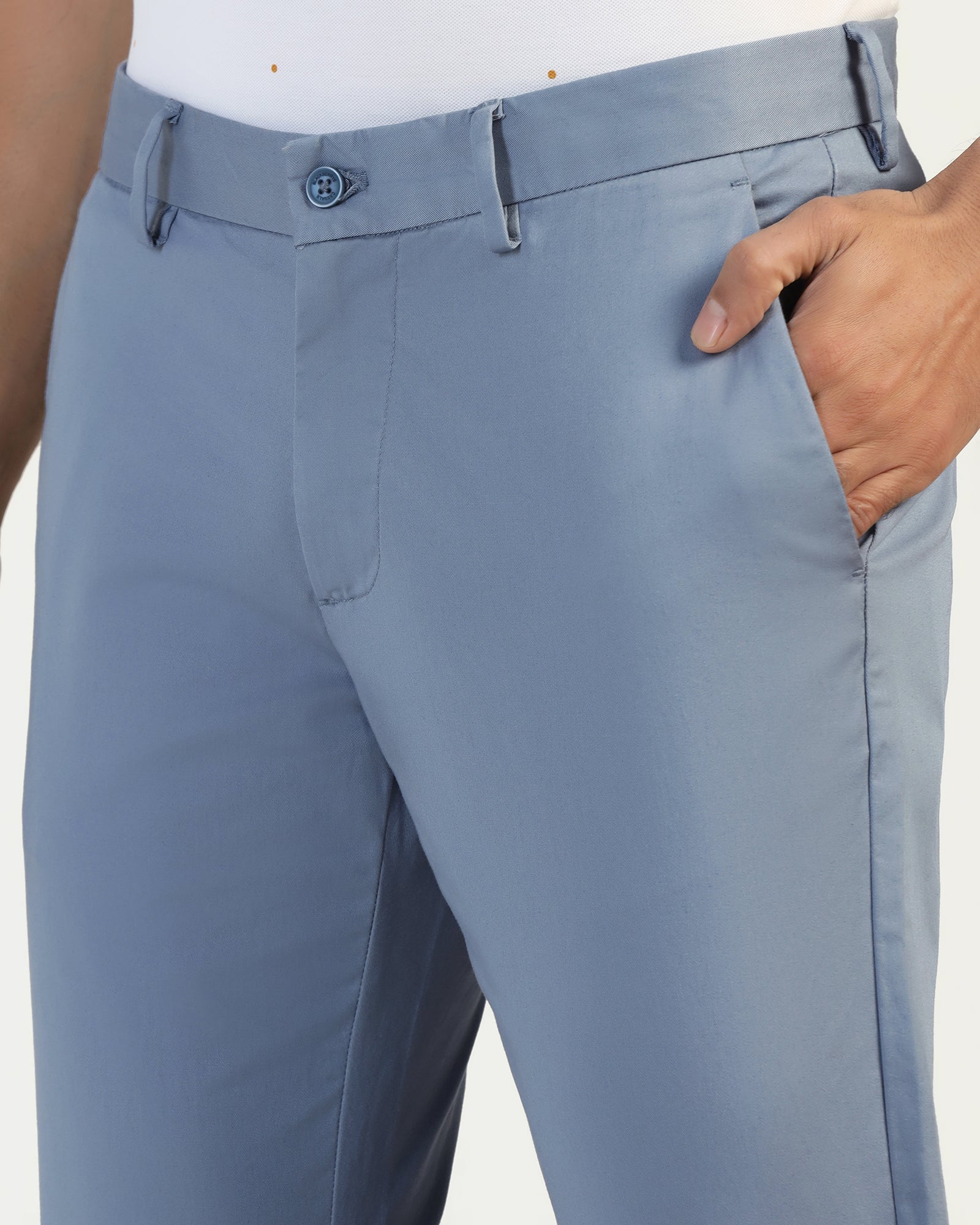 Slim Fit B-91 Casual Blue Solid Khakis - Martin