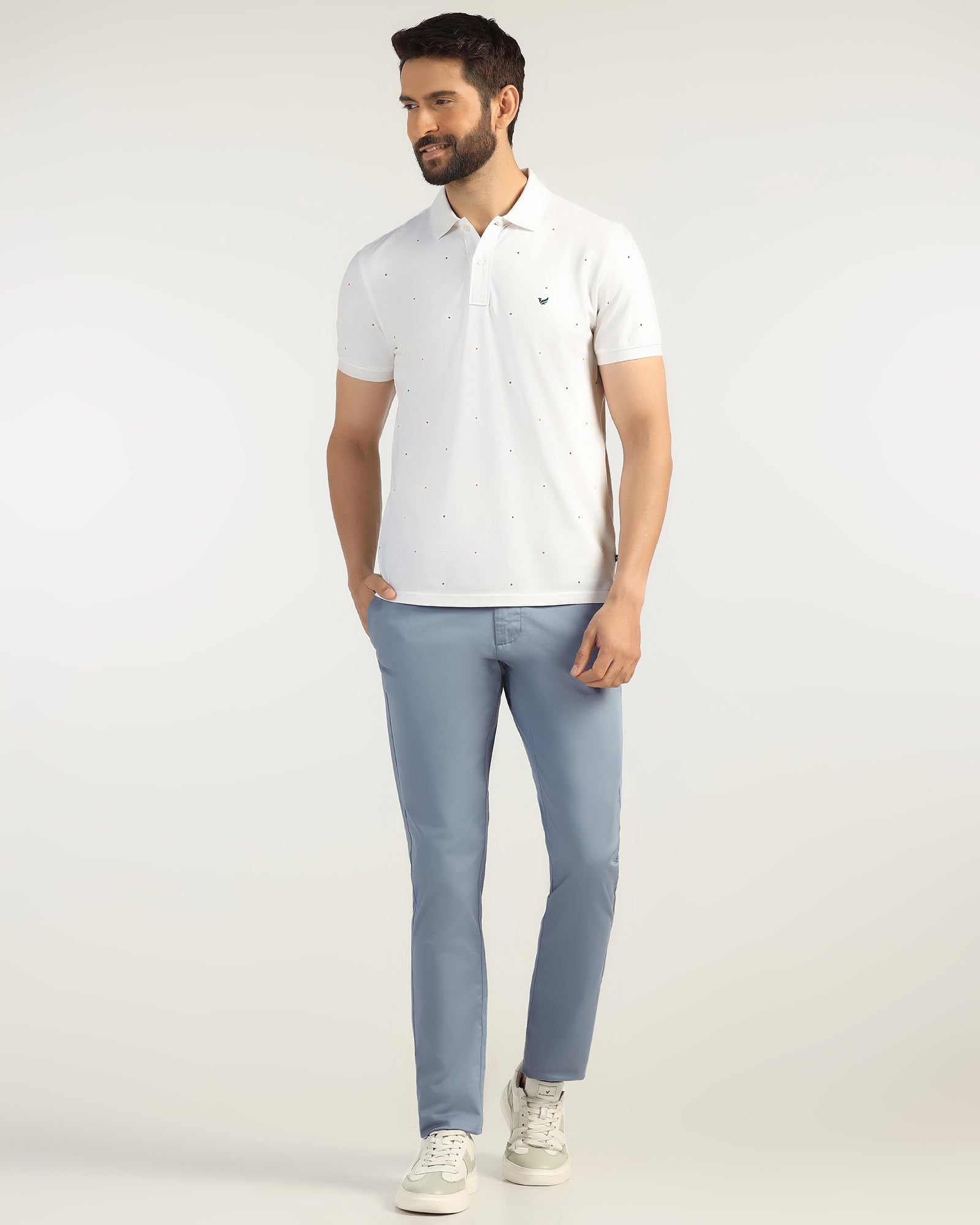 Slim Fit B-91 Casual Blue Solid Khakis - Martin