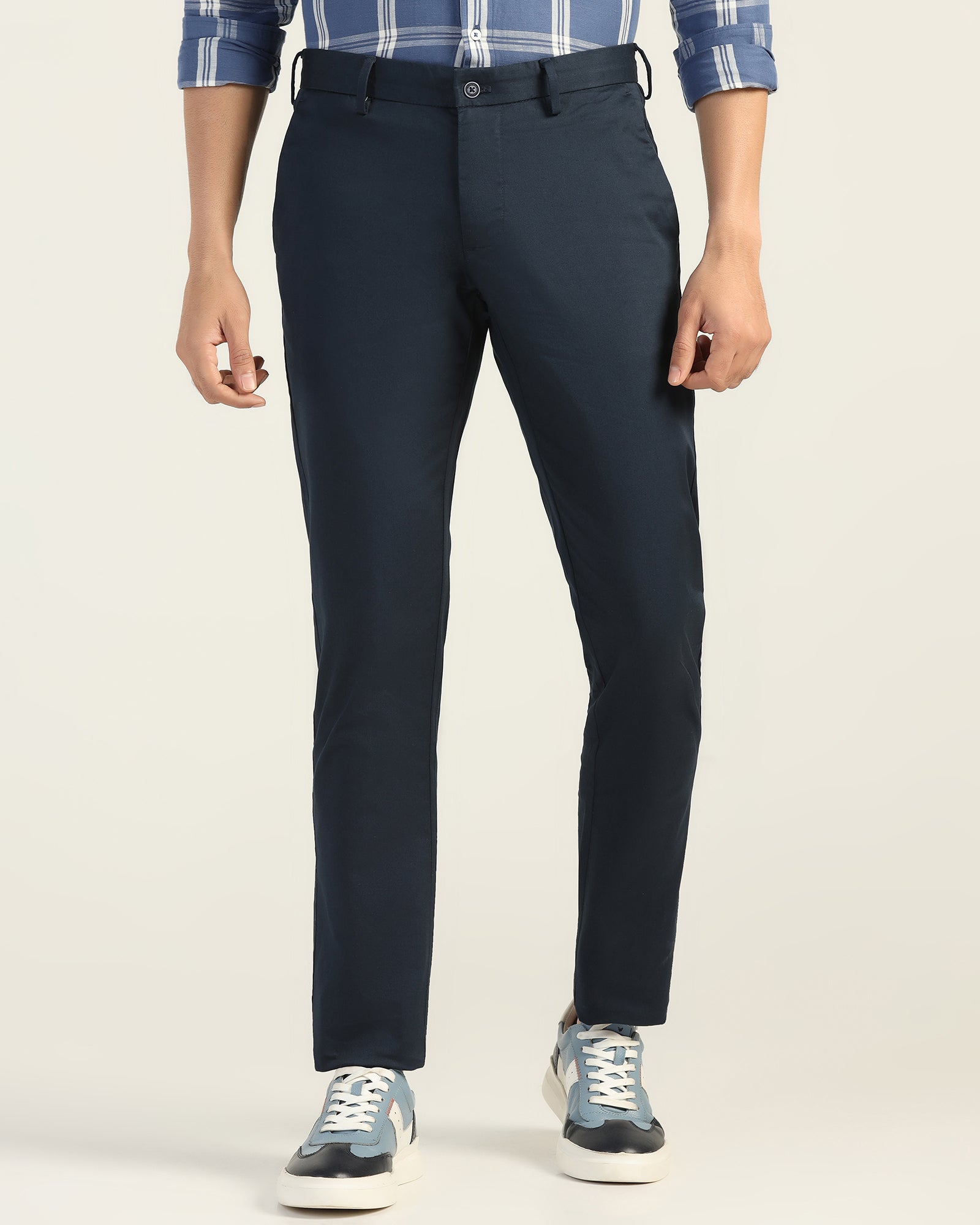 Slim Fit B-91 Casual Navy Solid Khakis - Martin