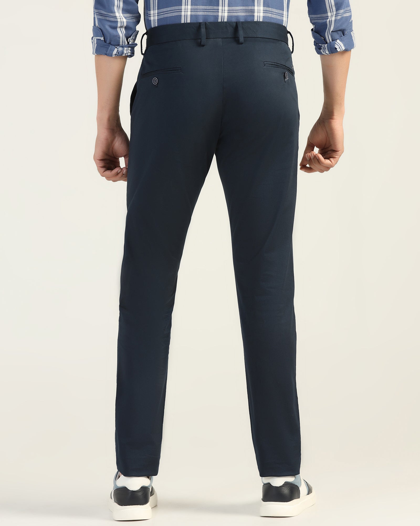 Slim Fit B-91 Casual Navy Solid Khakis - Martin