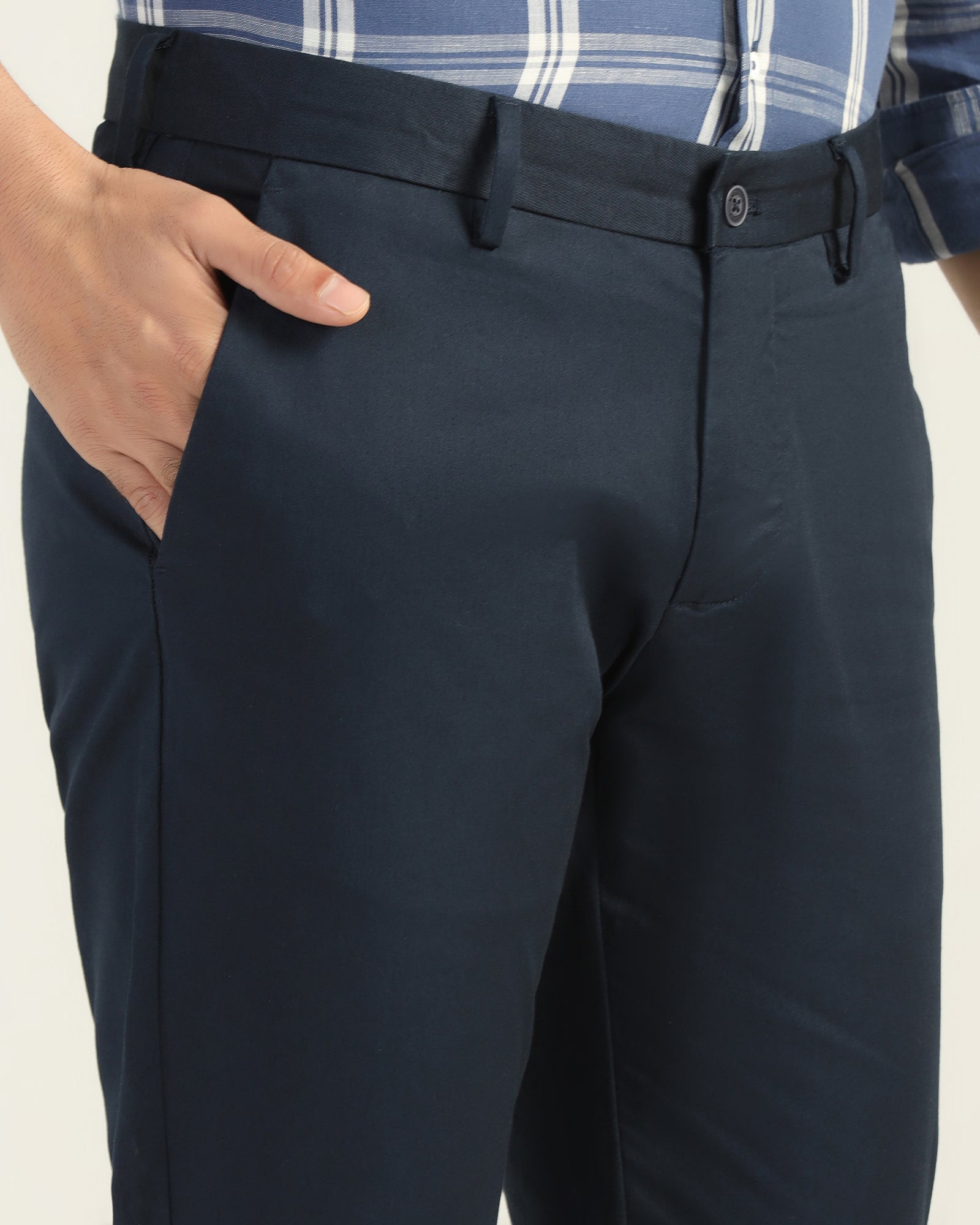 Slim Fit B-91 Casual Navy Solid Khakis - Martin