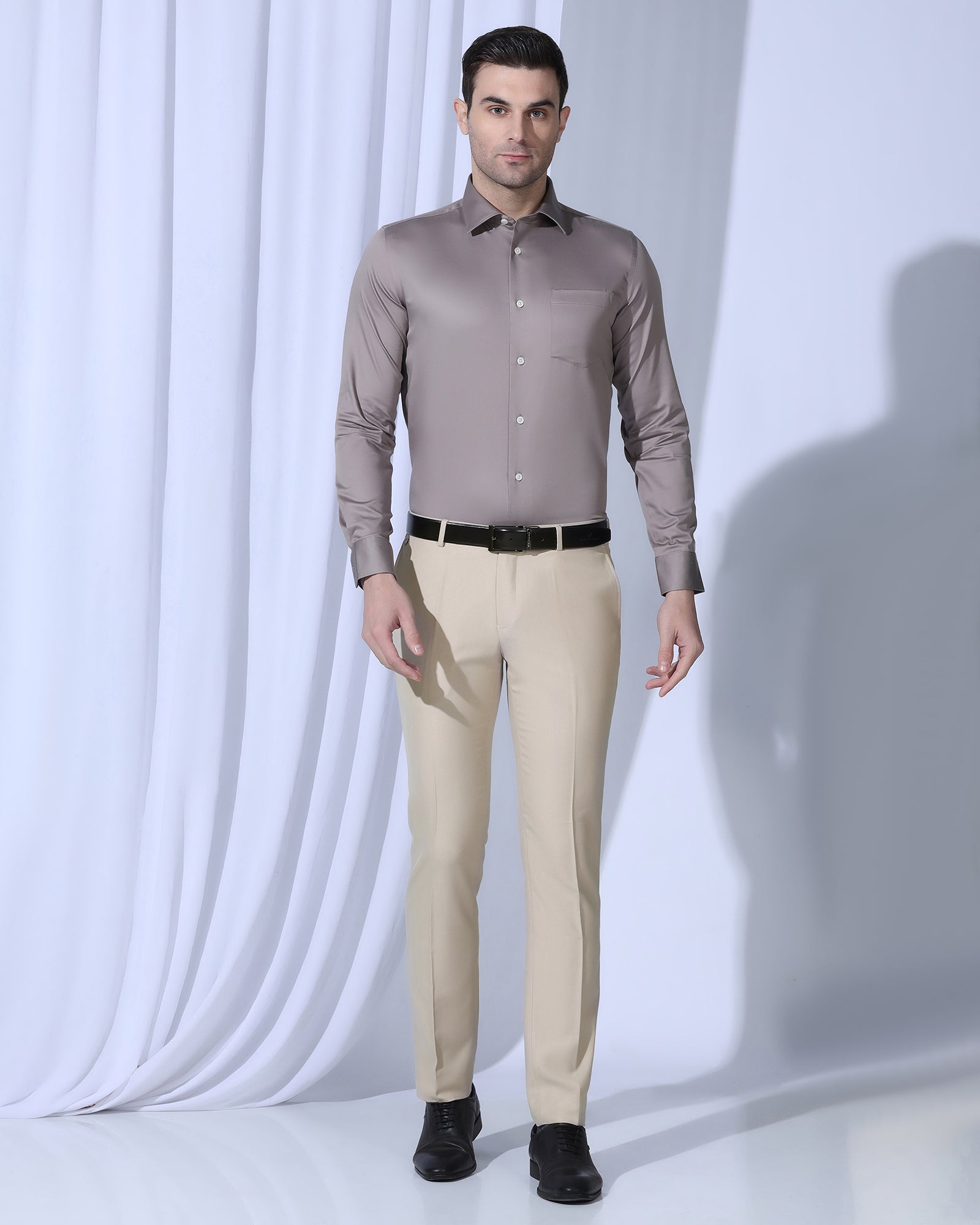 Slim Fit B-91 Formal Beige Textured Trouser - Otto