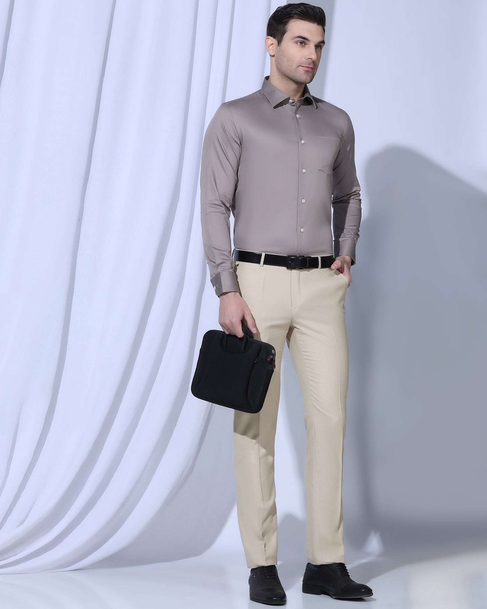 Slim Fit B-91 Formal Beige Textured Trouser - Otto