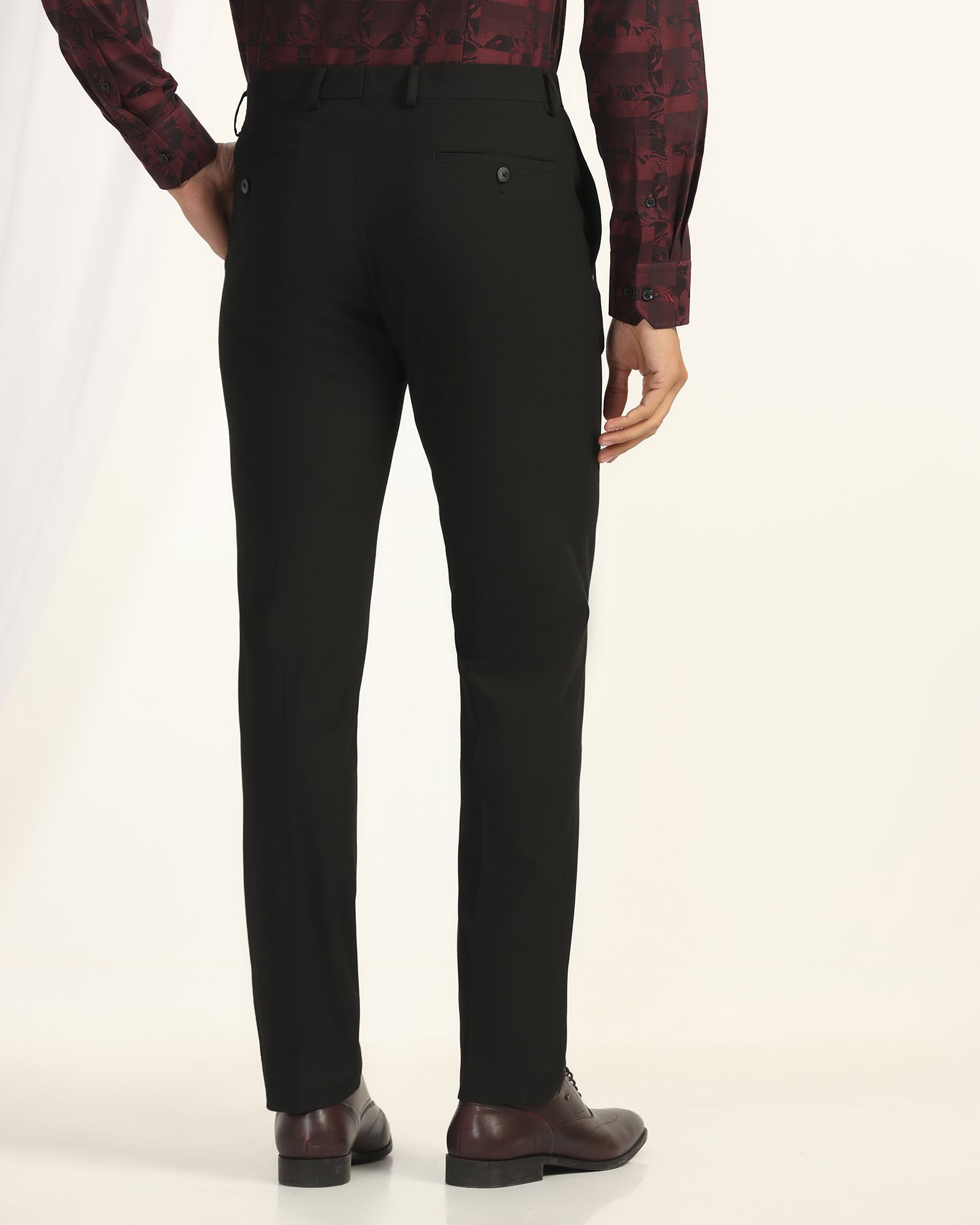 Slim Fit B-91 Formal Black Solid Trouser - Black 263