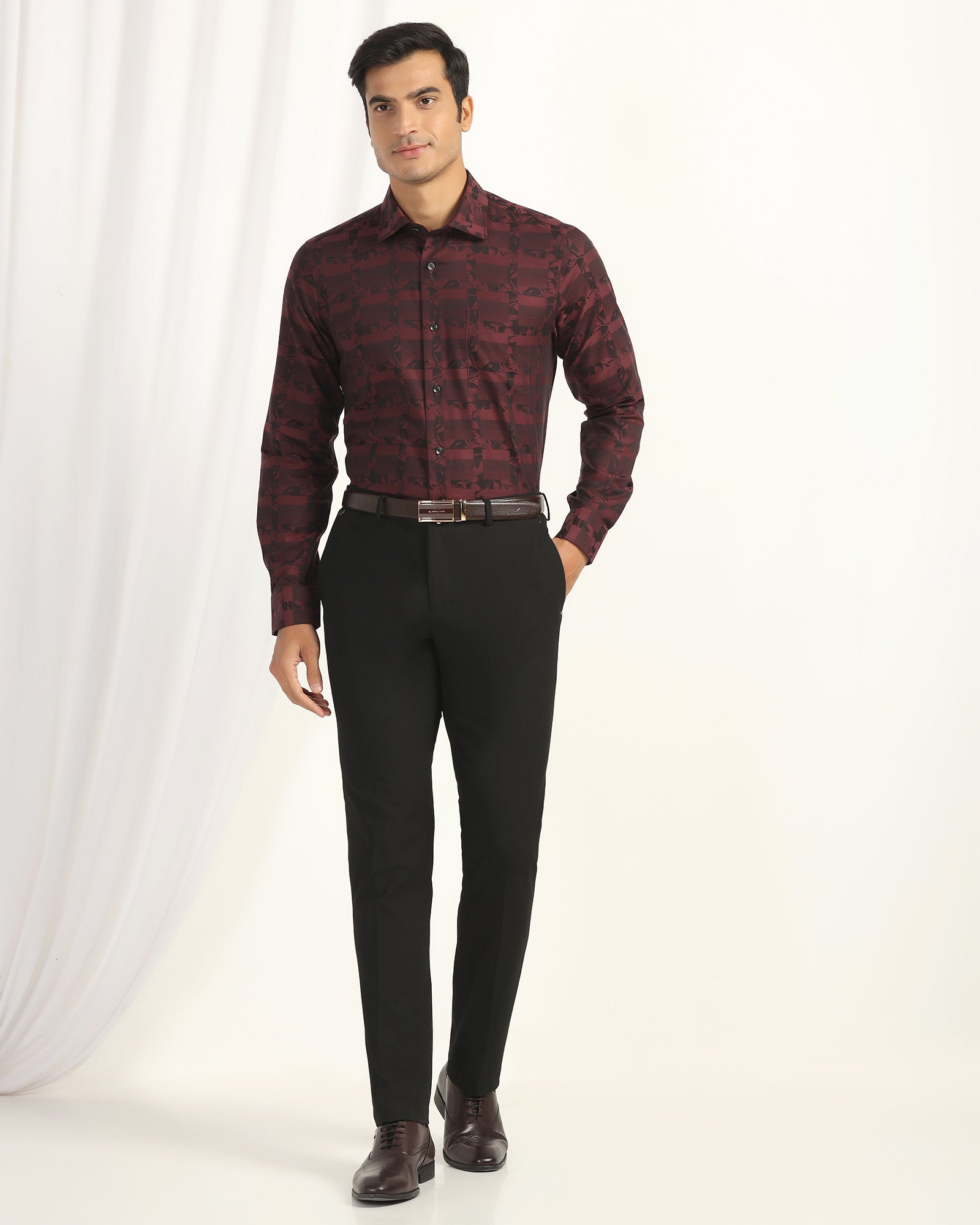 Slim Fit B-91 Formal Black Solid Trouser - Black 263