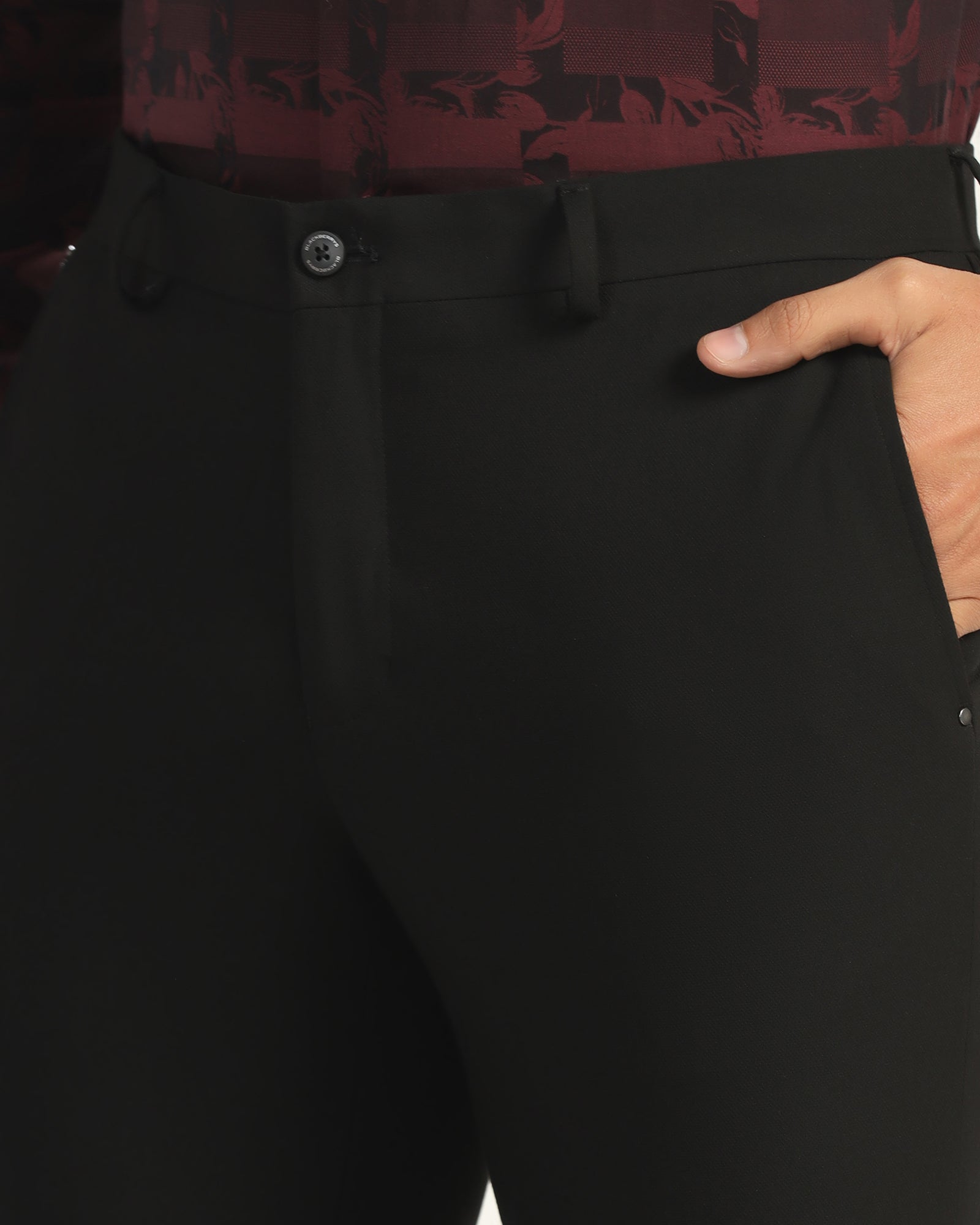 Slim Fit B-91 Formal Black Solid Trouser - Black 263