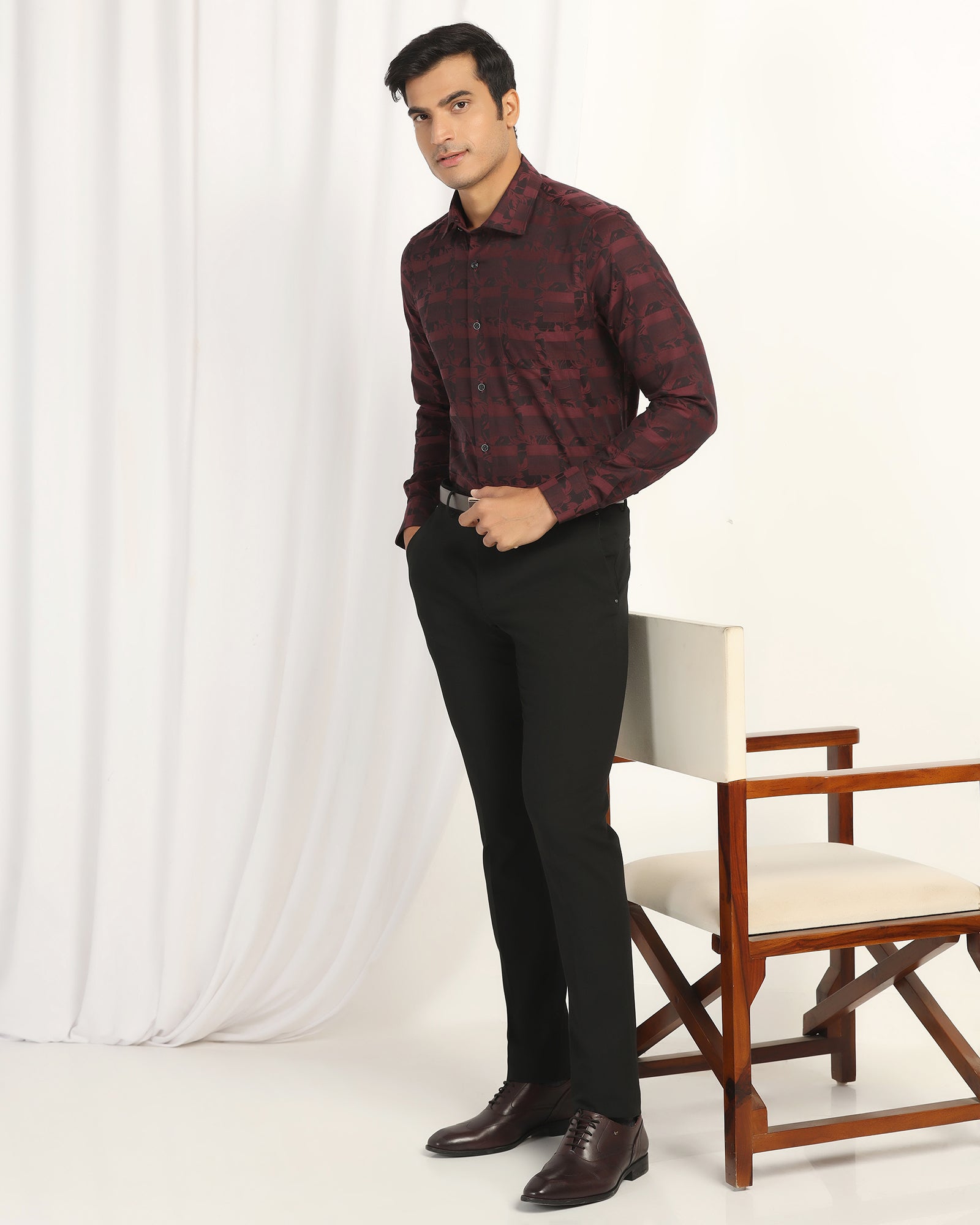 Slim Fit B-91 Formal Black Solid Trouser - Black 263