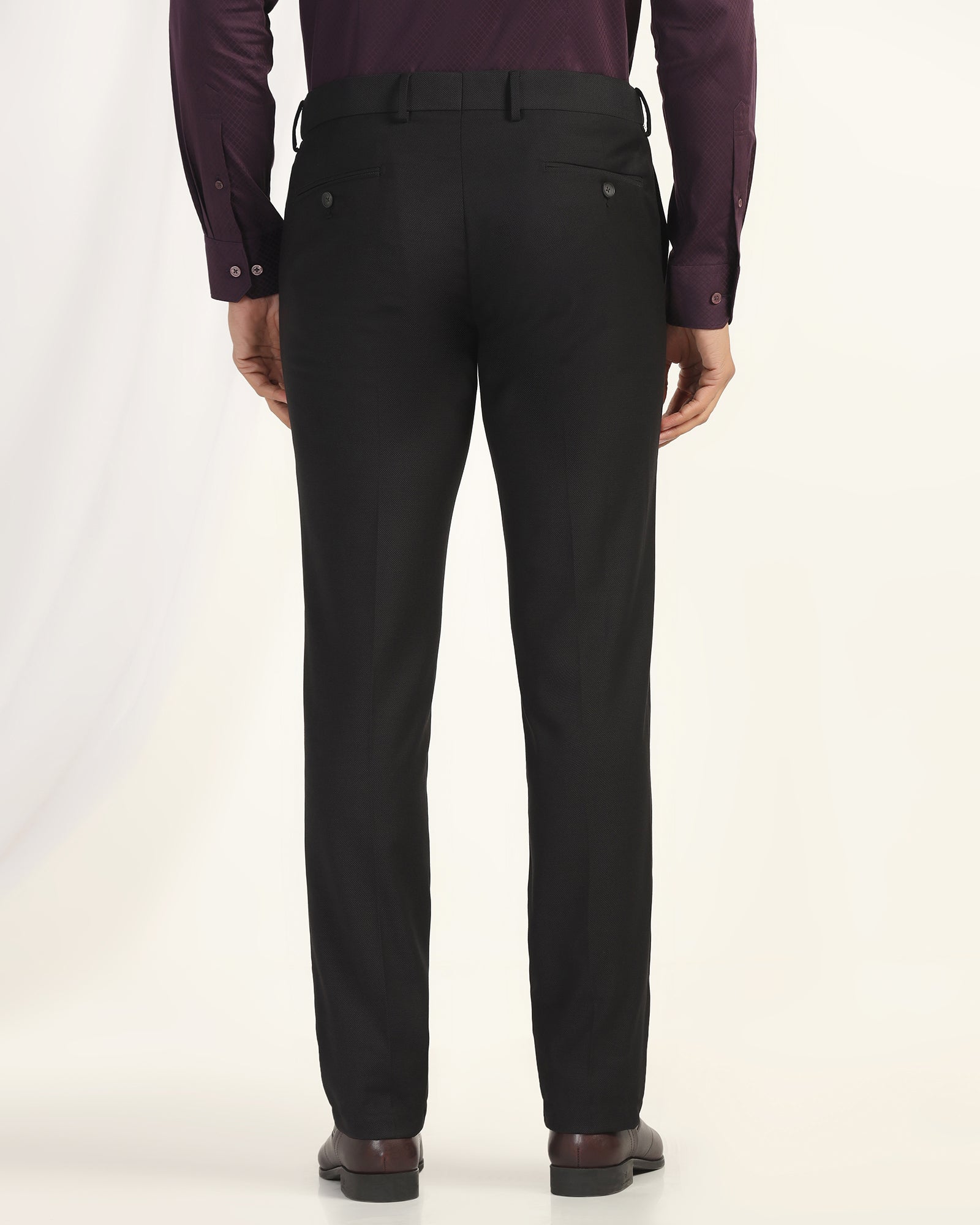 Slim Fit B-91 Formal Black Textured Trouser - Otto