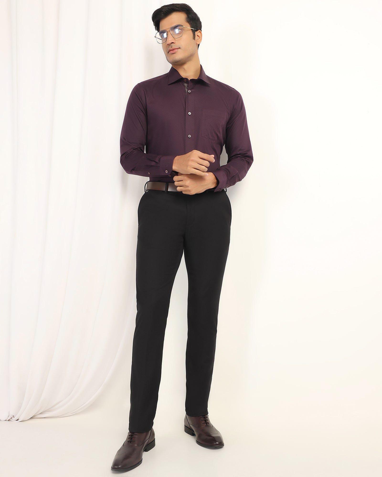 Slim Fit B-91 Formal Black Textured Trouser - Otto