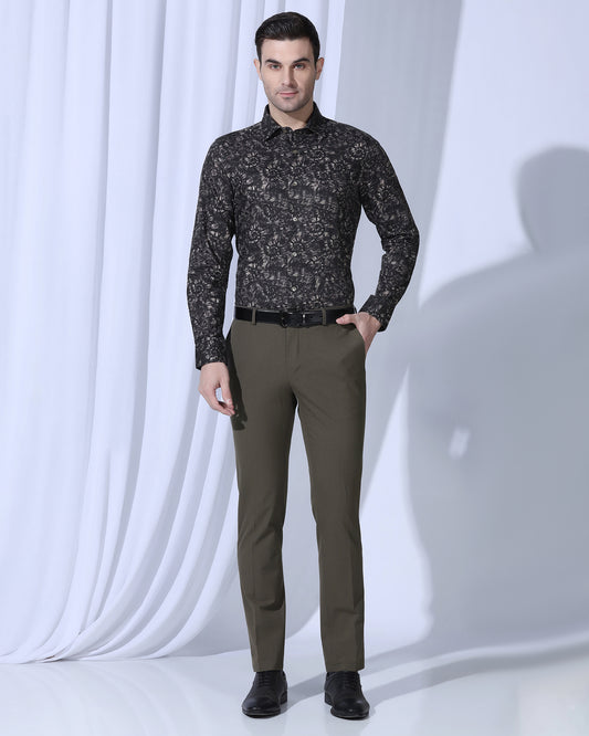 Slim Fit B-91 Formal Brown Solid Trouser - Jonny