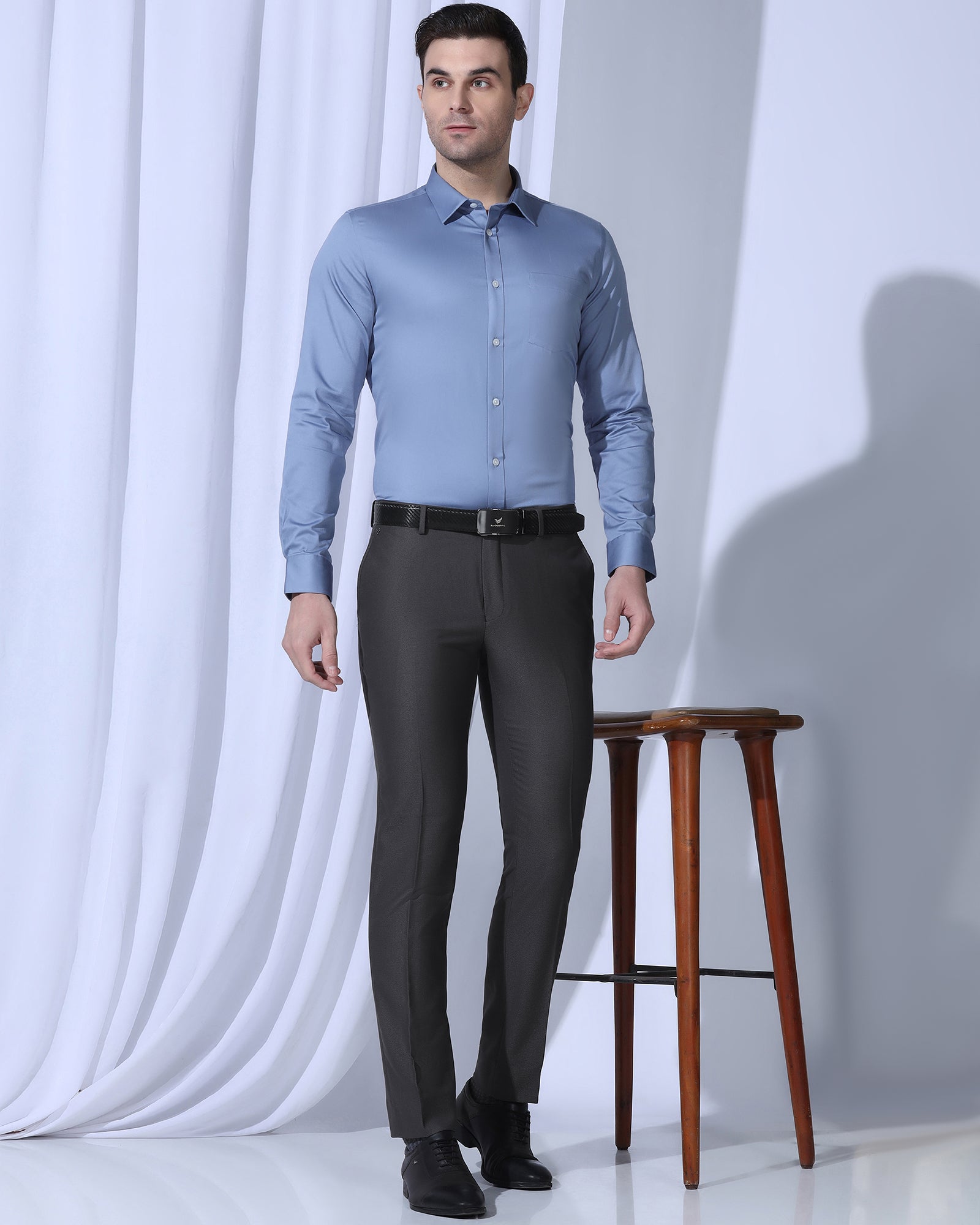 Slim Fit B-91 Formal Charcoal Textured Trouser - Otto