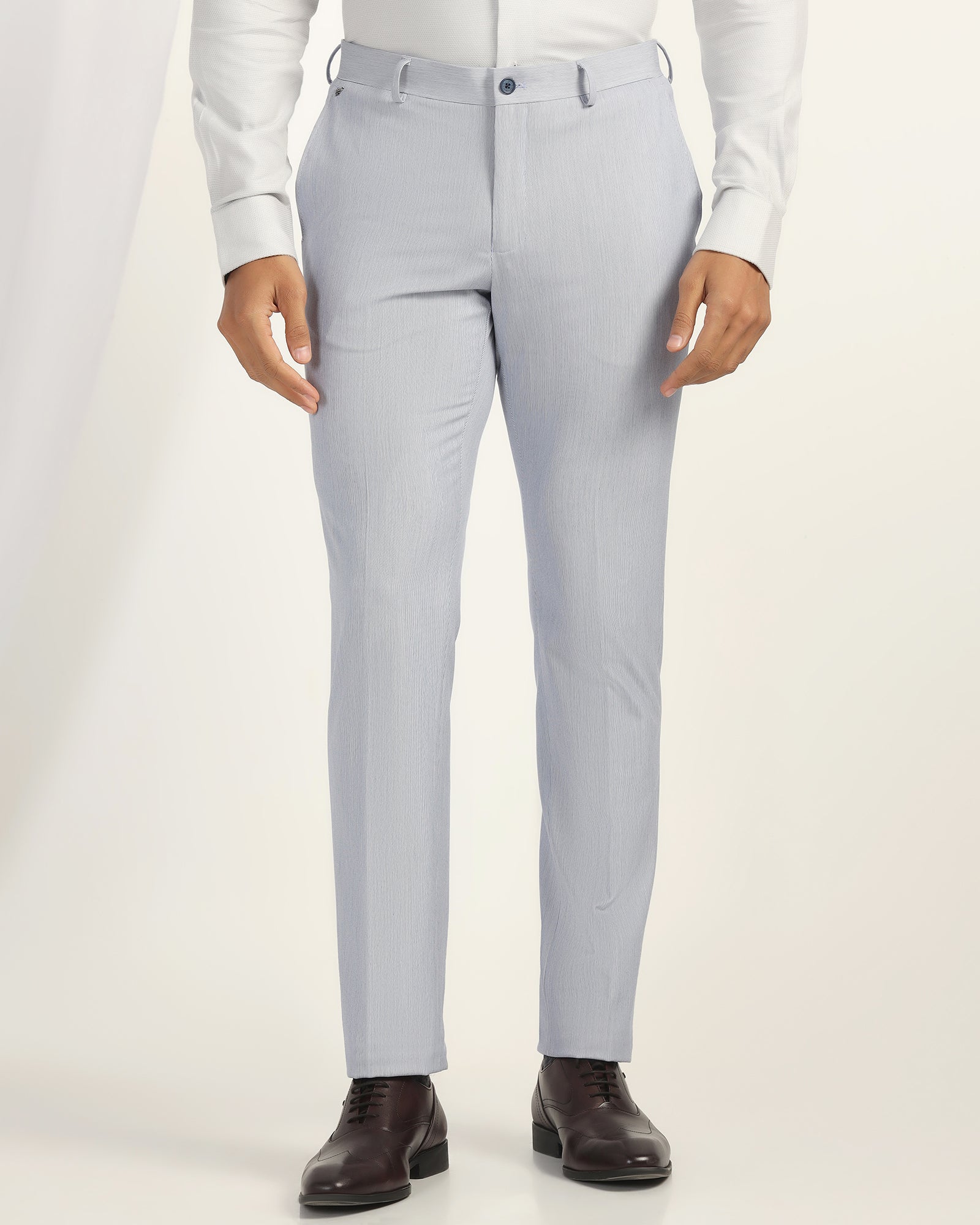 Slim Fit B-91 Formal Light Blue Stripe Trouser - Ninja