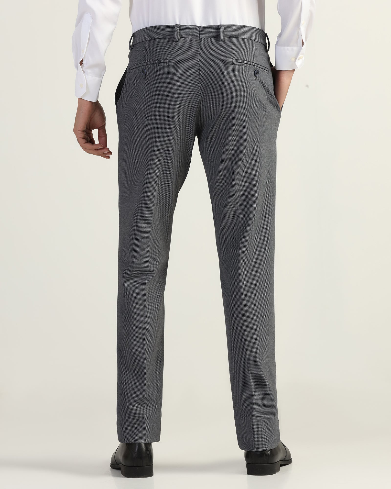 Slim Fit B-91 Formal Navy Printed Trouser - Enzo