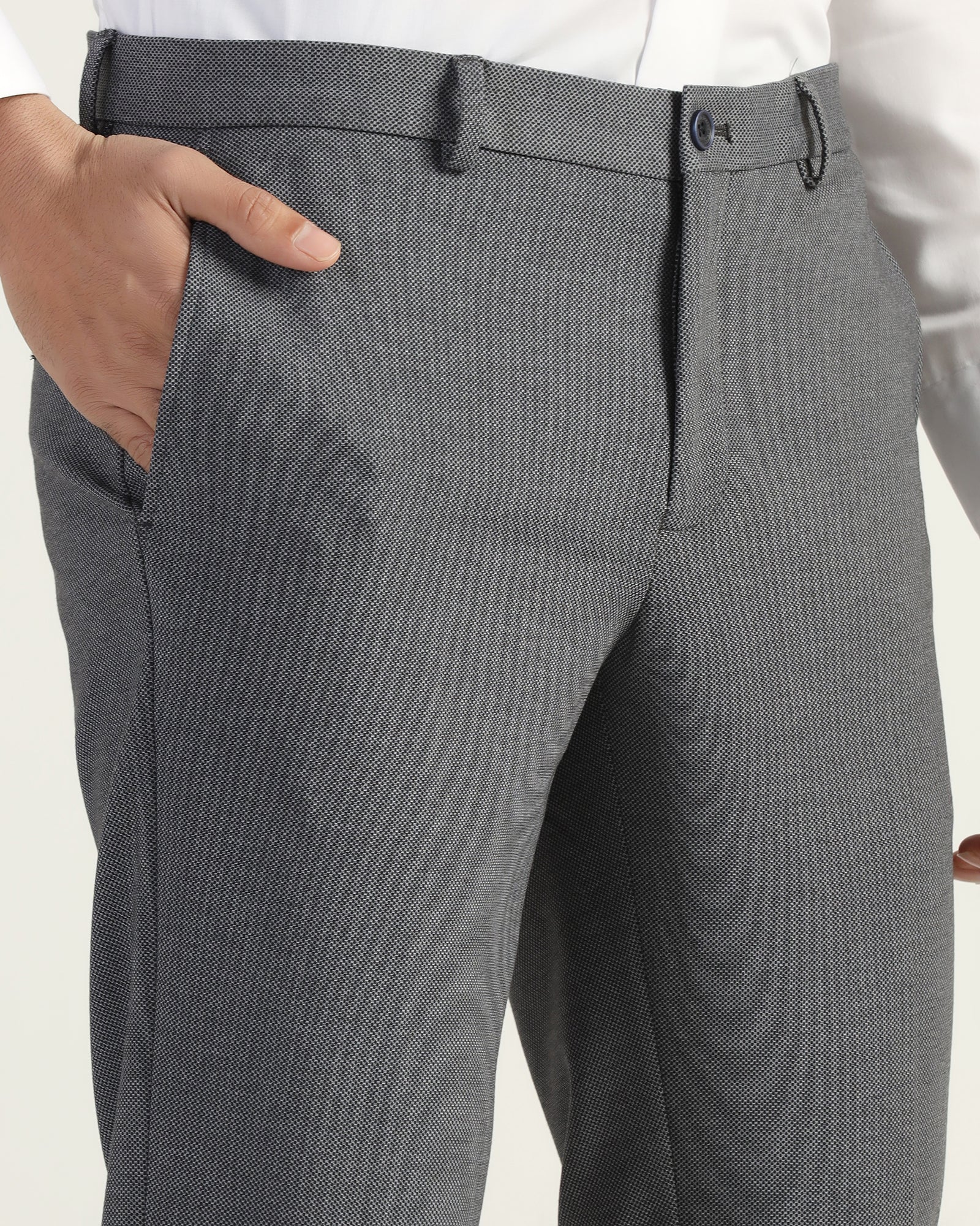 Slim Fit B-91 Formal Navy Printed Trouser - Enzo