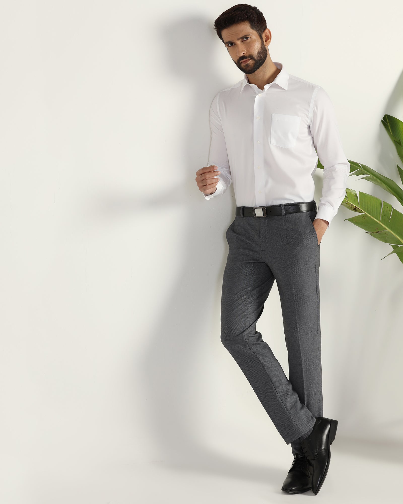 Slim Fit B-91 Formal Navy Printed Trouser - Enzo