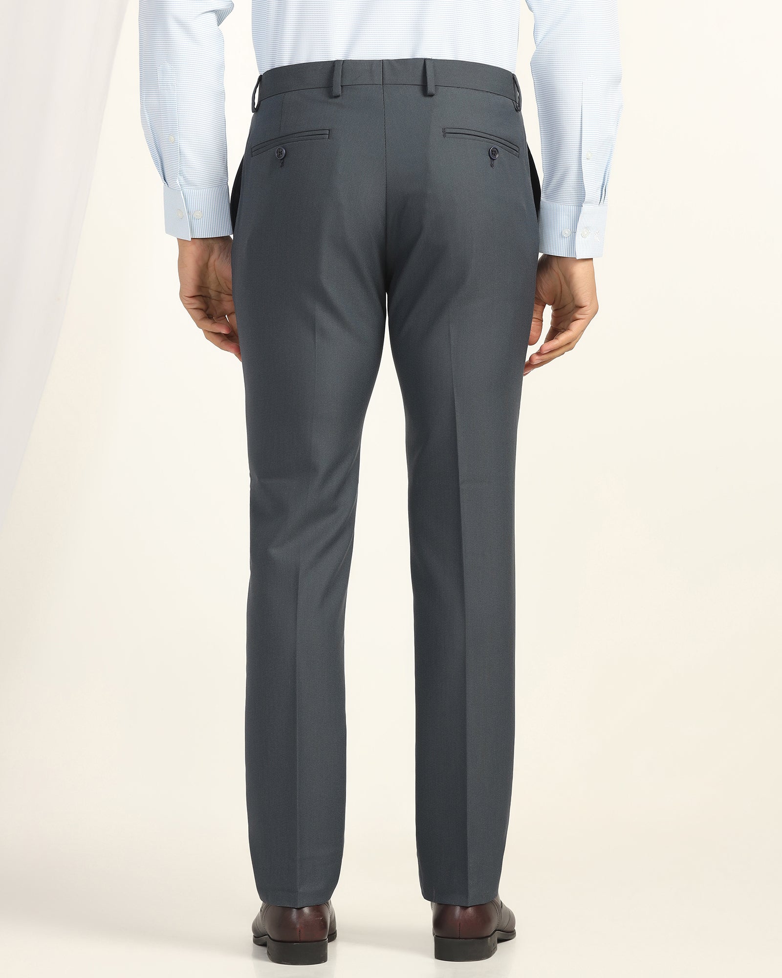 Slim Fit B-91 Formal Navy Textured Trouser - Fendi