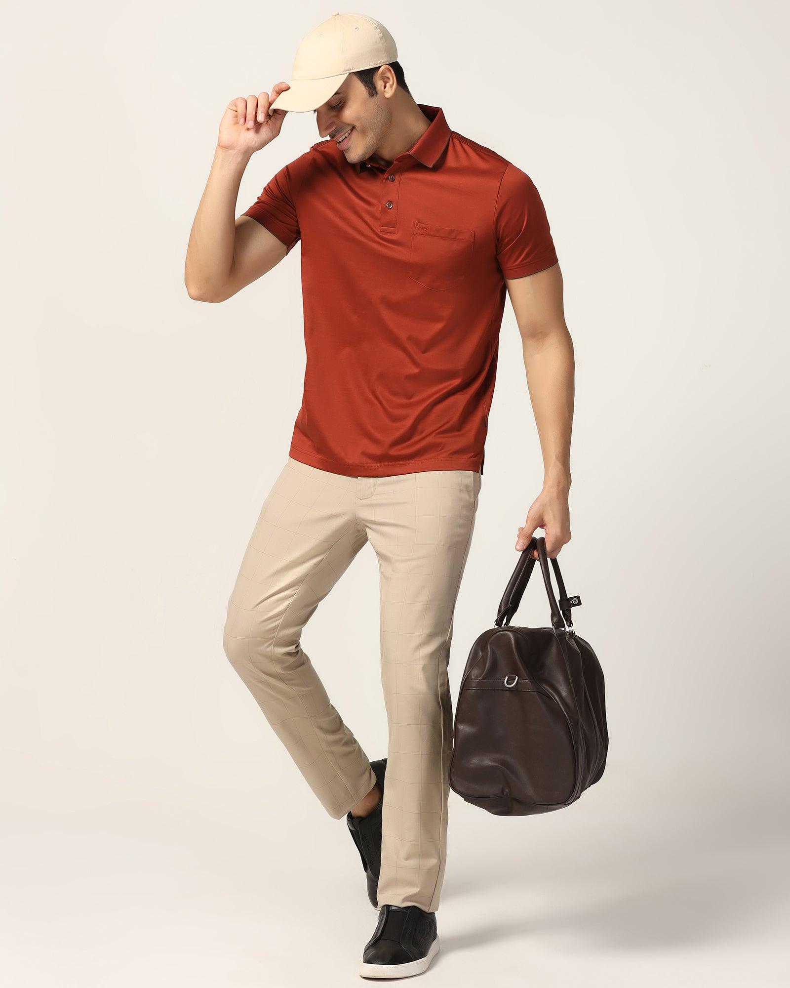 Slim Fit B-91 Casual Beige Check Khakis - Gap