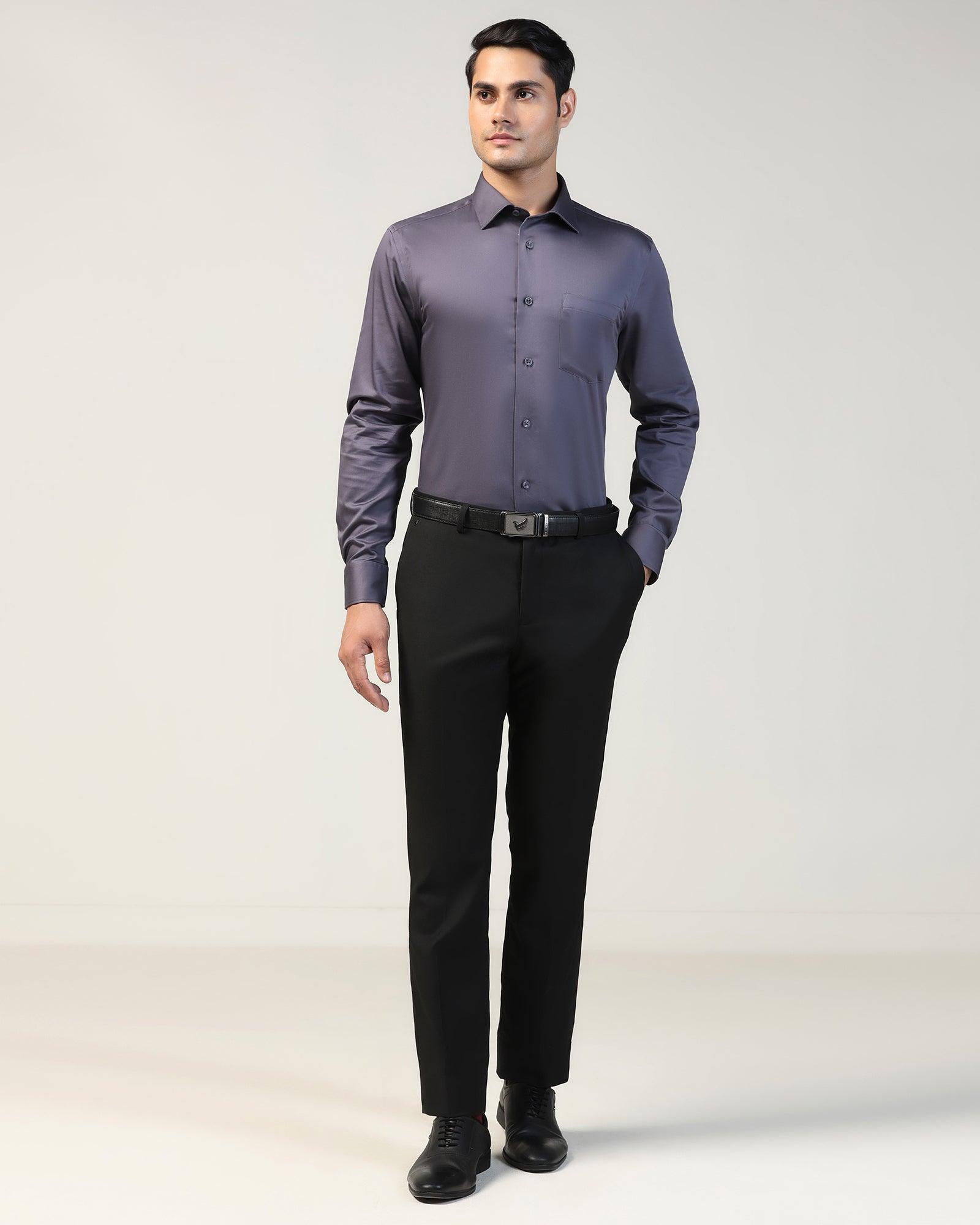 Slim Comfort B-95 Formal Black Textured Trouser - Black