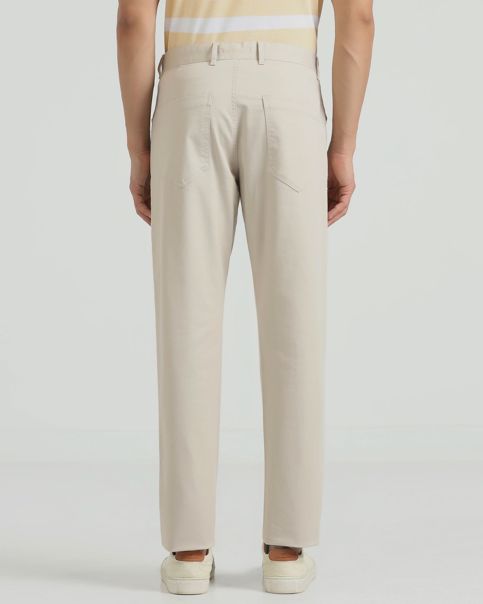 Slim Comfort B-95 Casual Beige Solid Khakis - Silvet