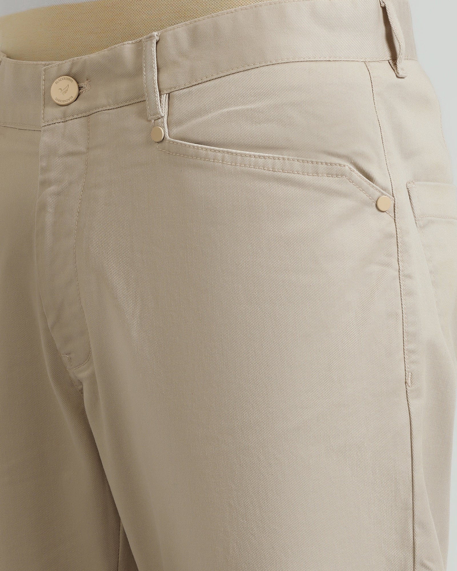 Slim Comfort B-95 Casual Beige Solid Khakis - Silvet