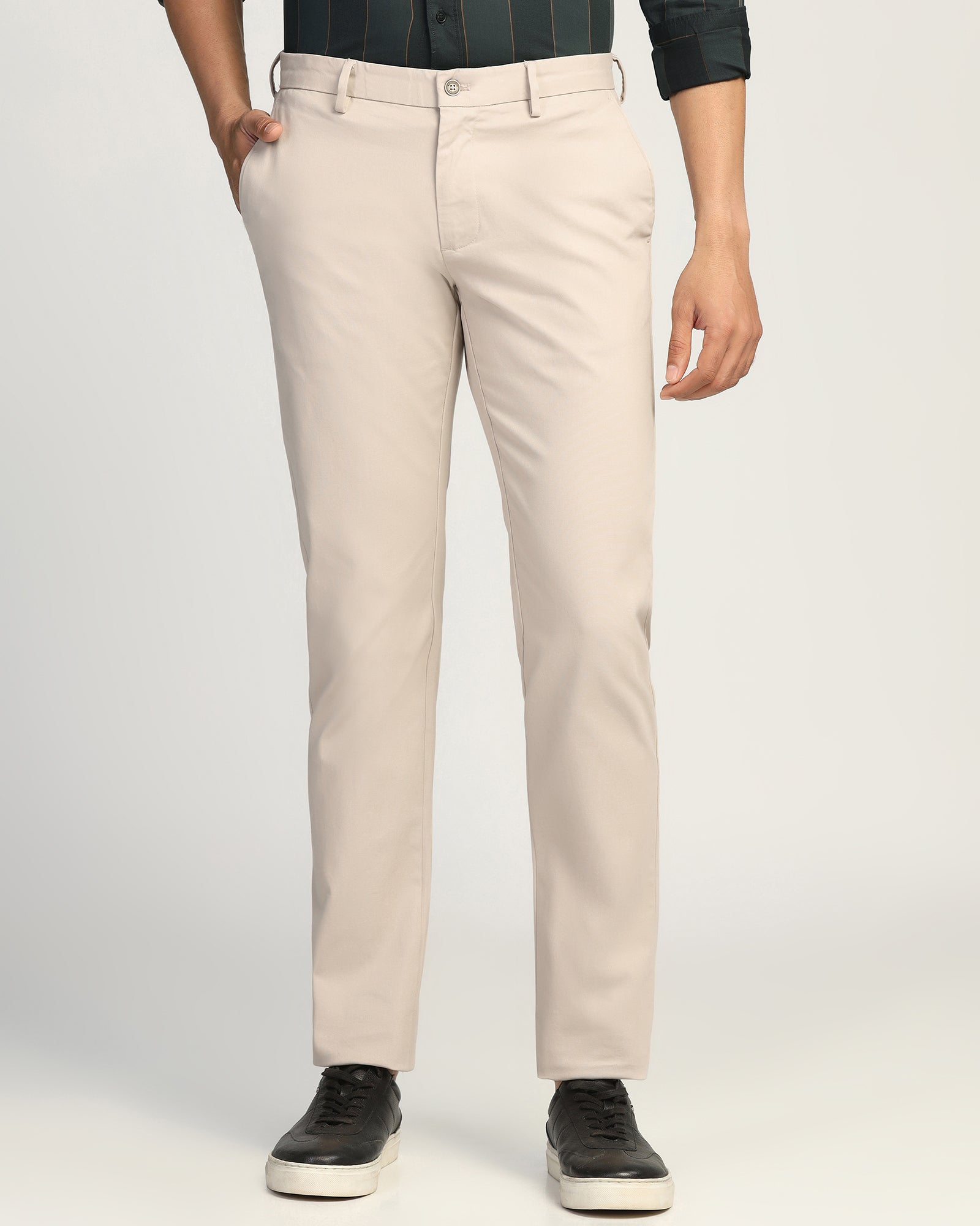 Slim Comfort B-95 Casual Beige Textured Khakis - Kary