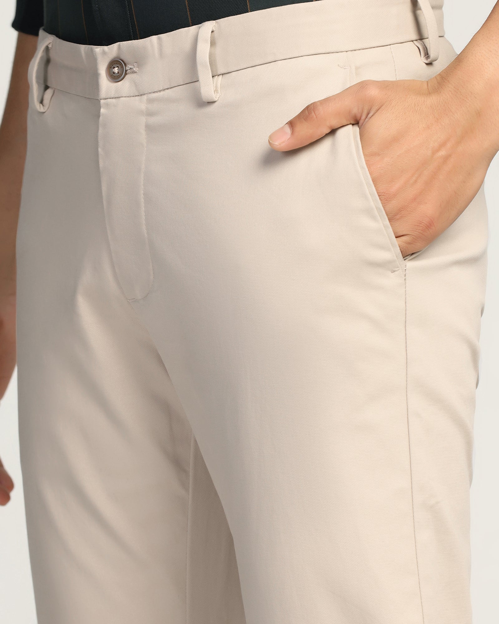 Slim Comfort B-95 Casual Beige Textured Khakis - Kary