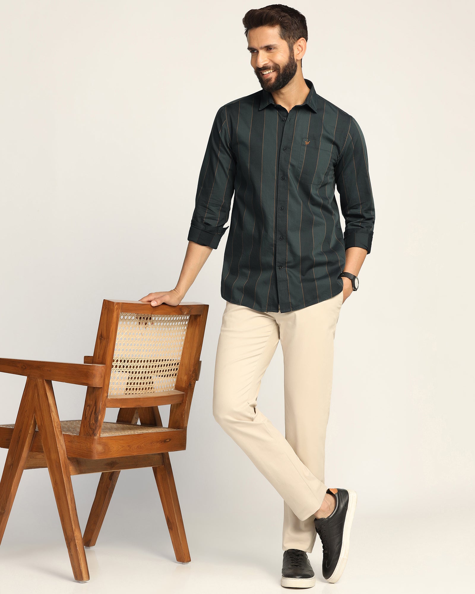 Slim Comfort B-95 Casual Beige Textured Khakis - Kary