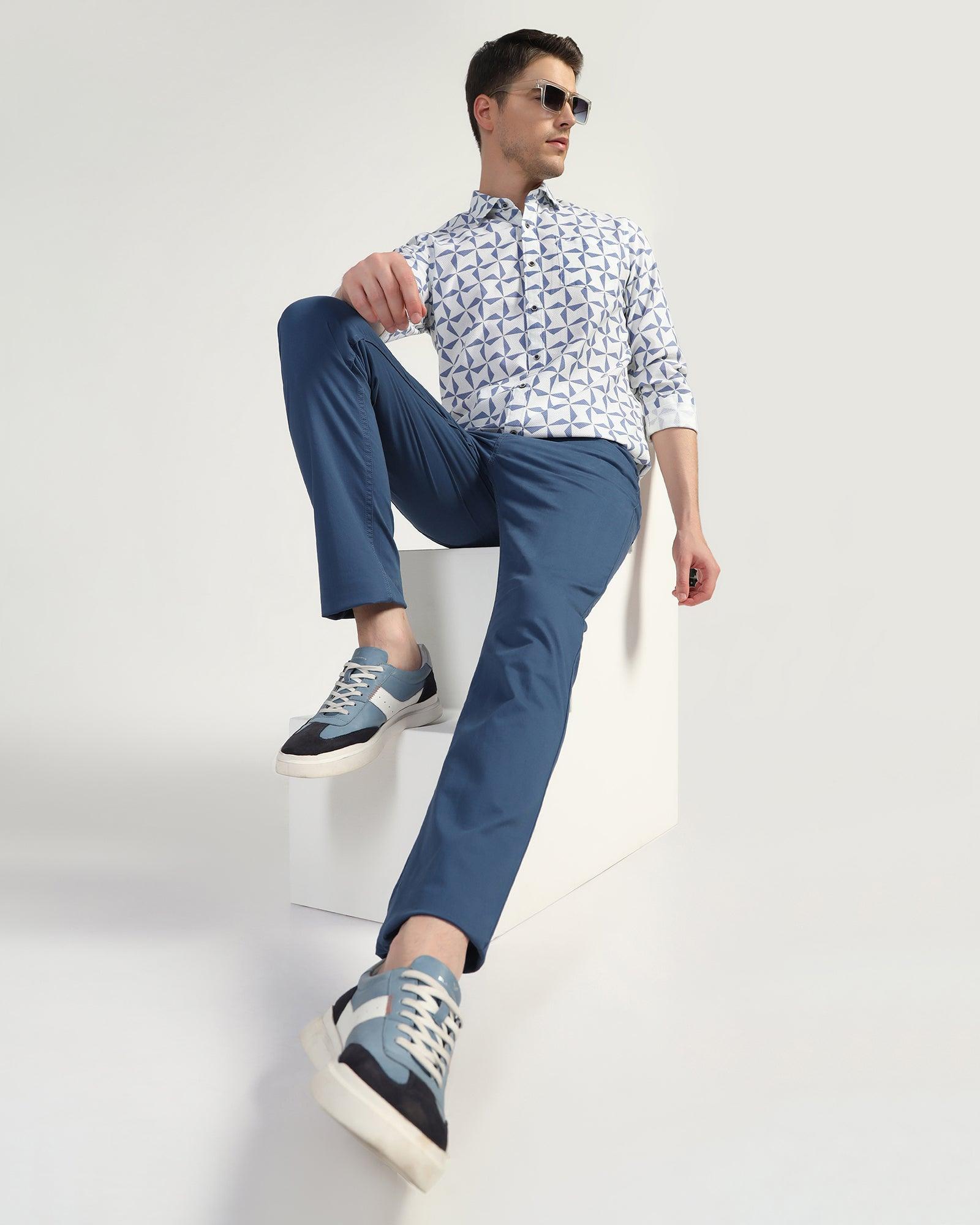 Slim Comfort B-95 Casual Blue Solid Khaki - Dab - Blackberrys