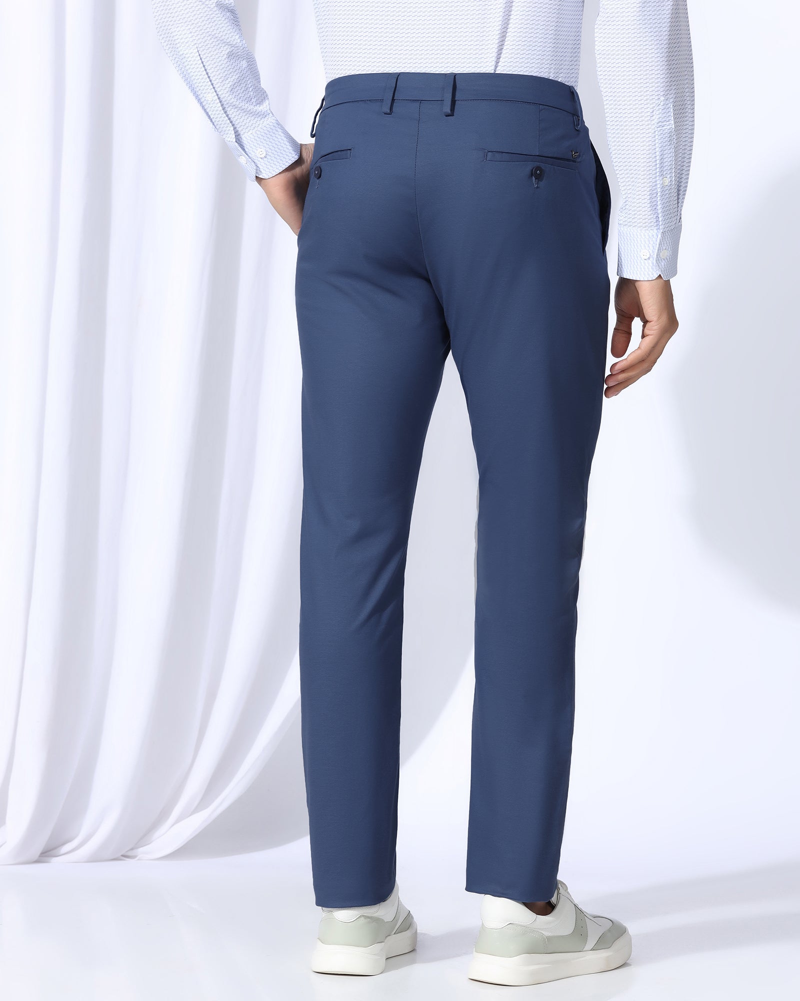 Slim Comfort B-95 Casual Blue Solid Khakis - Androit