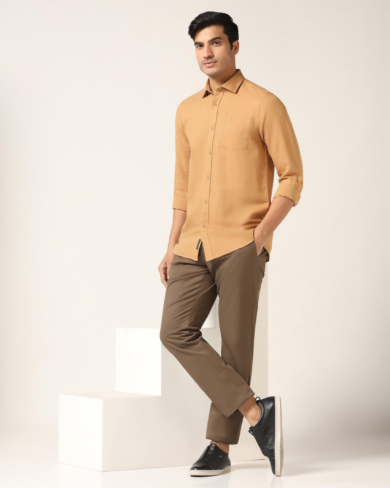 Slim Comfort B-95 Casual Brown Solid Khaki - Mario - Blackberrys