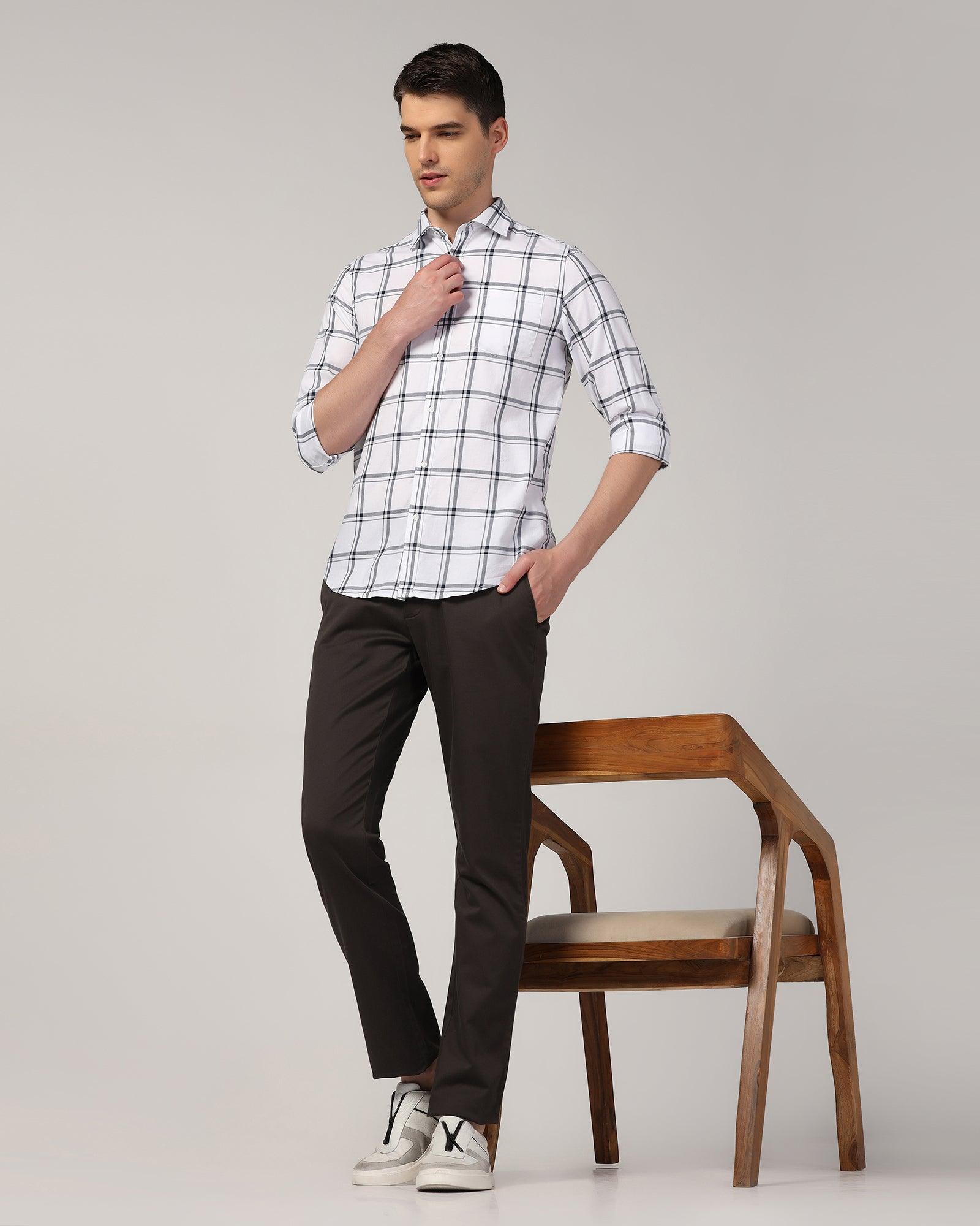 Slim Comfort B-95 Casual Charcoal Solid Khaki - Sark - Blackberrys