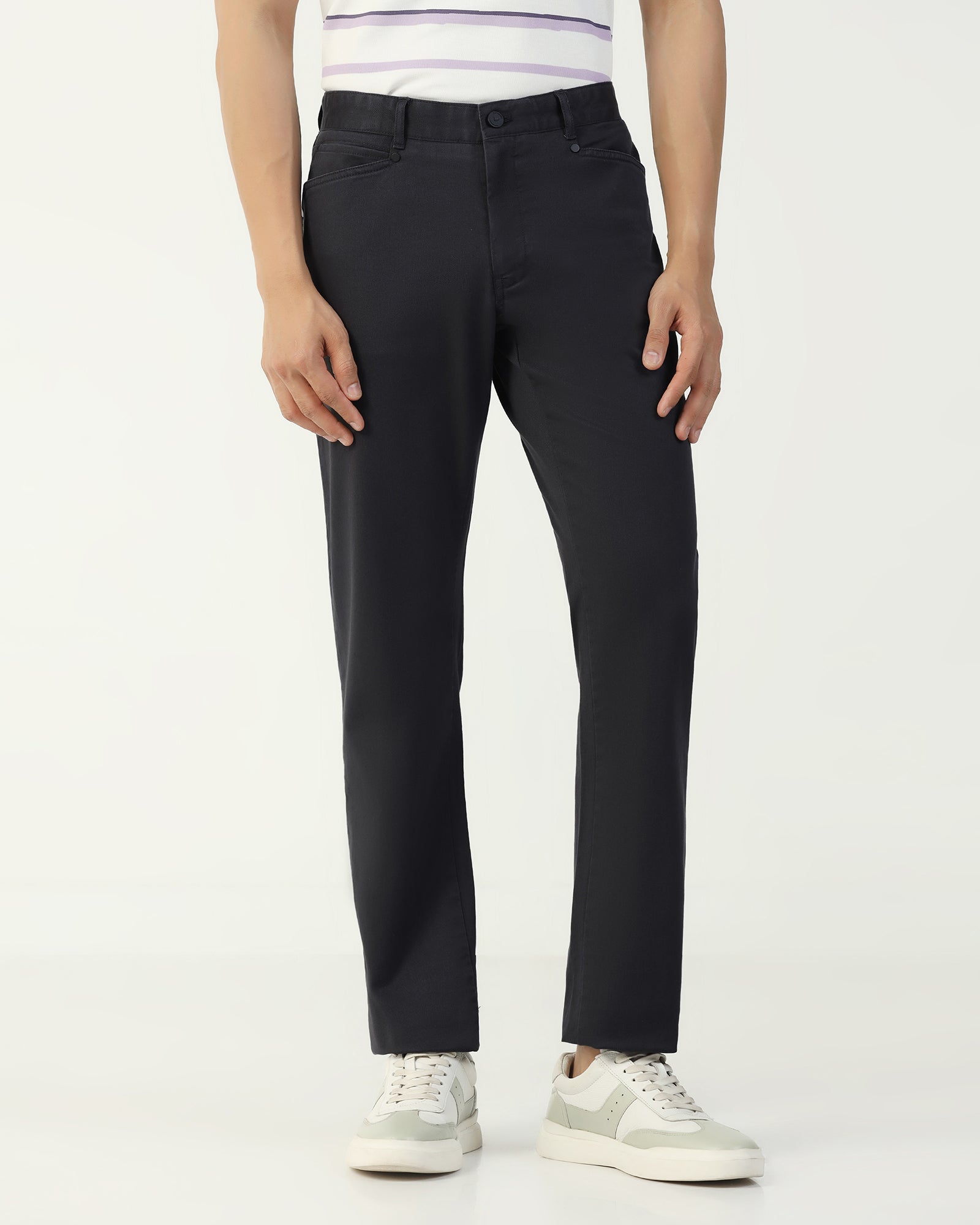 Slim Comfort B-95 Casual Charcoal Solid Khakis - Silvet
