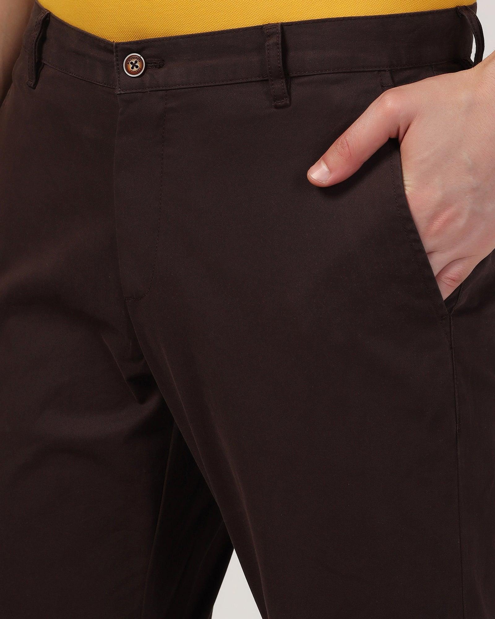 Slim Comfort B-95 Casual Chocolate Solid Khakis - Lab - Blackberrys
