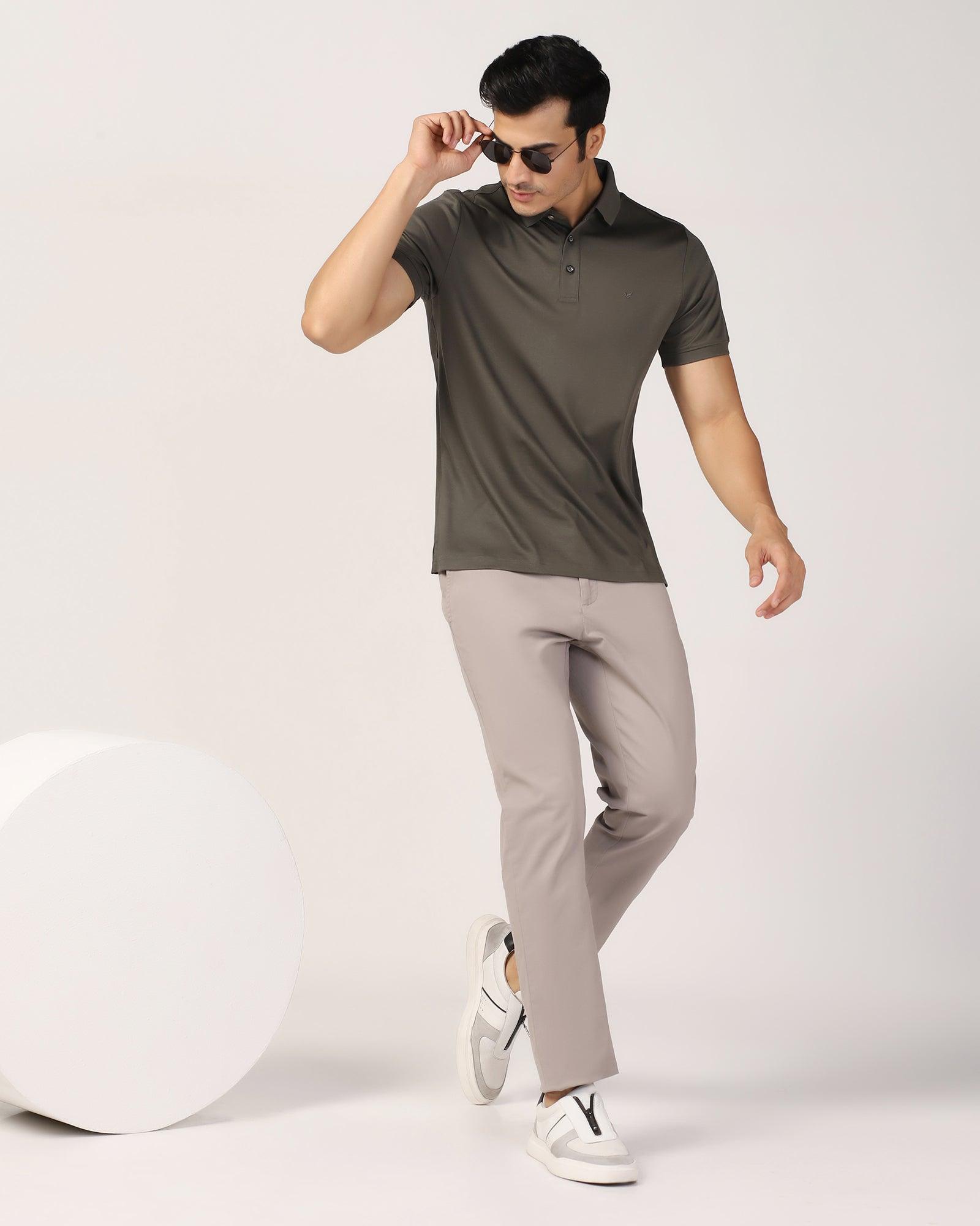 Slim Comfort B-95 Casual Grey Solid Khaki - Lab - Blackberrys