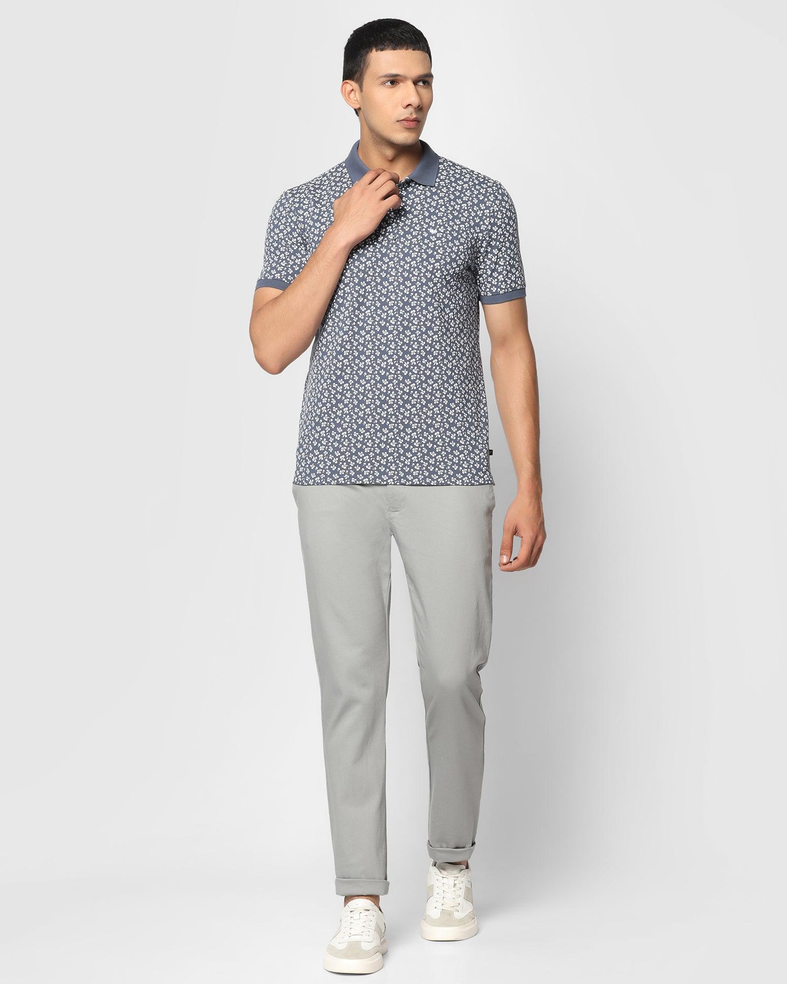 Slim Comfort B-95 Casual Grey Textured Khakis - Kurt